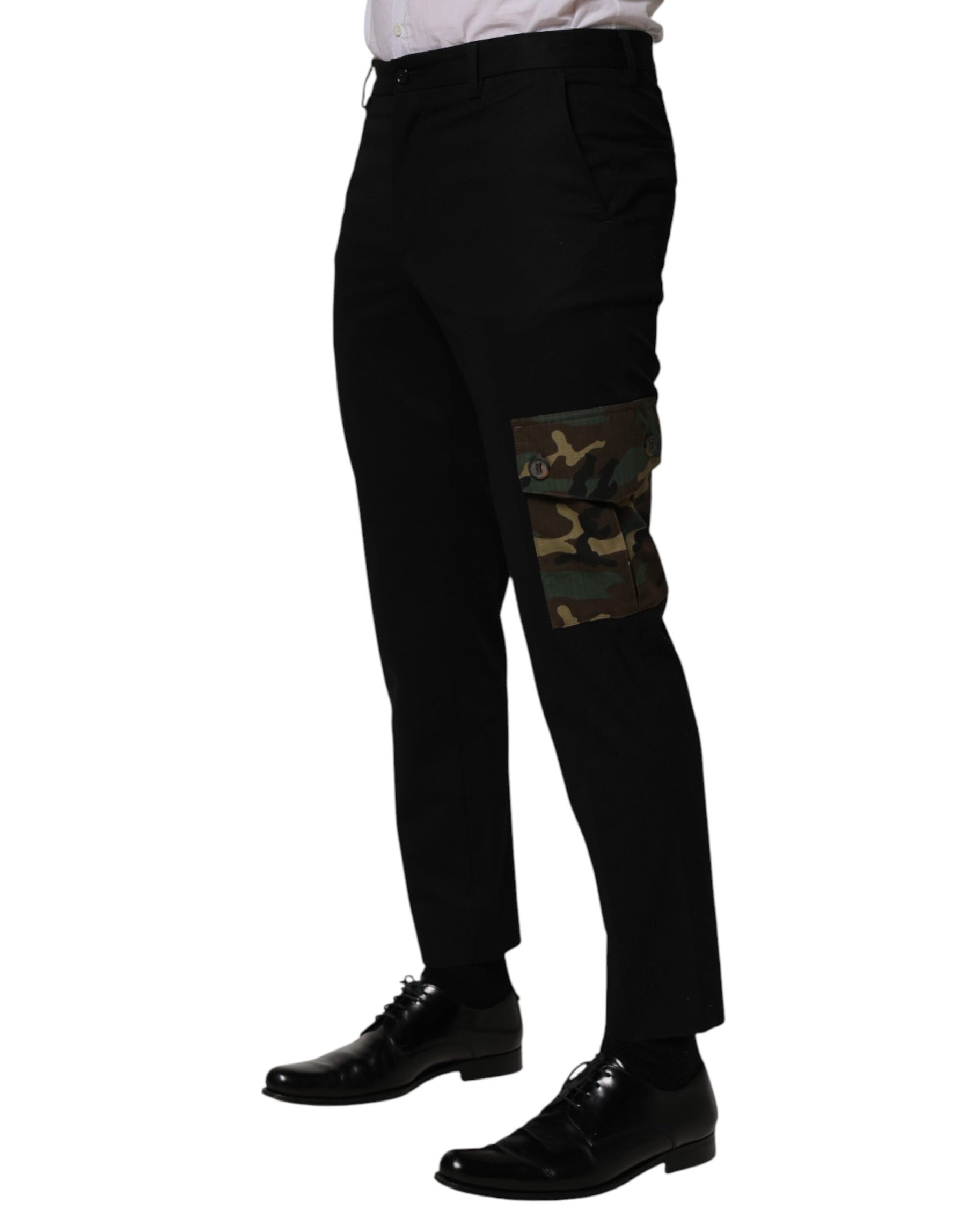 Dolce & Gabbana Black Cotton Skinny Dress Cargo Trouser Pants | Regal Royce