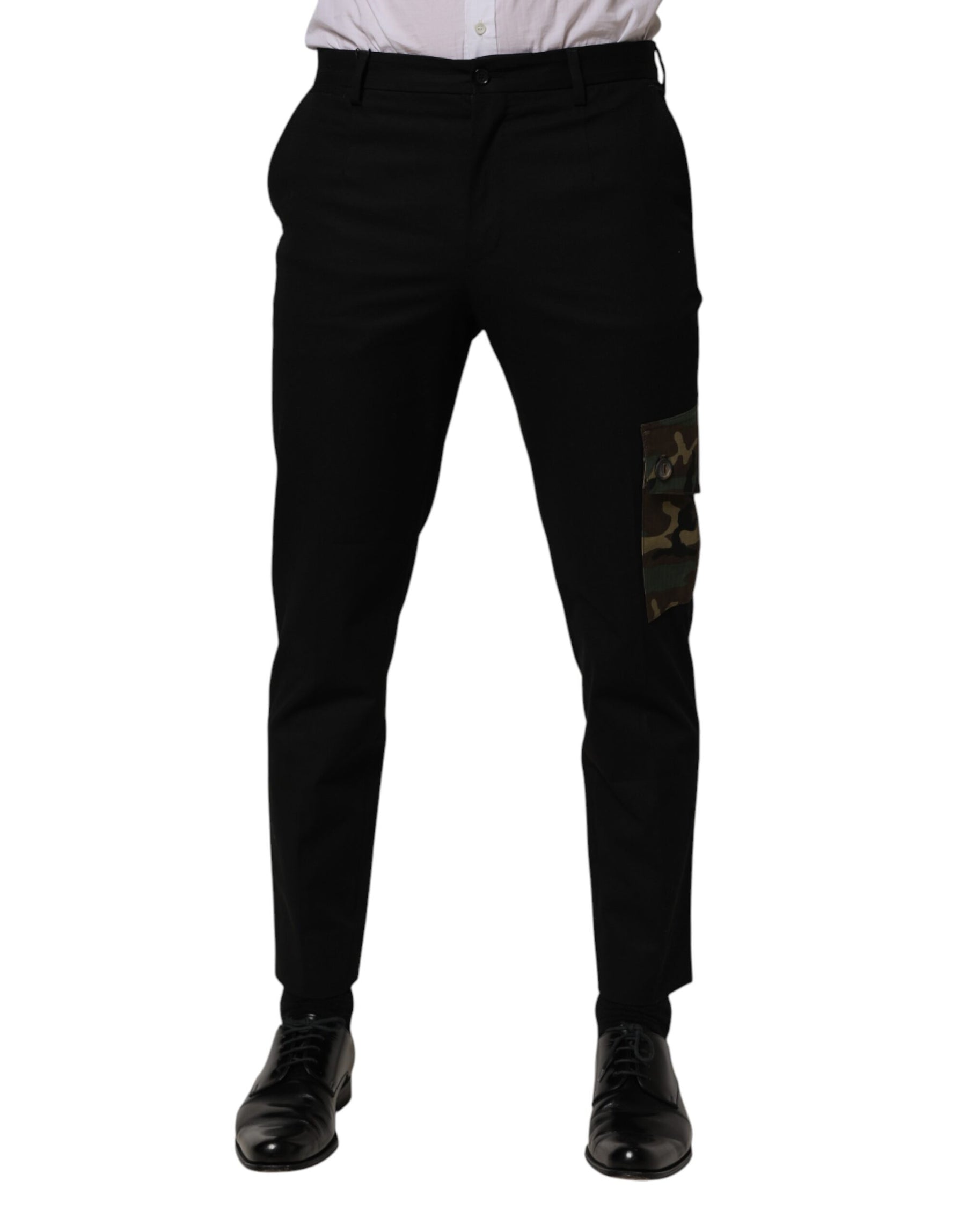 Dolce & Gabbana Black Cotton Skinny Dress Cargo Trouser Pants | Regal Royce