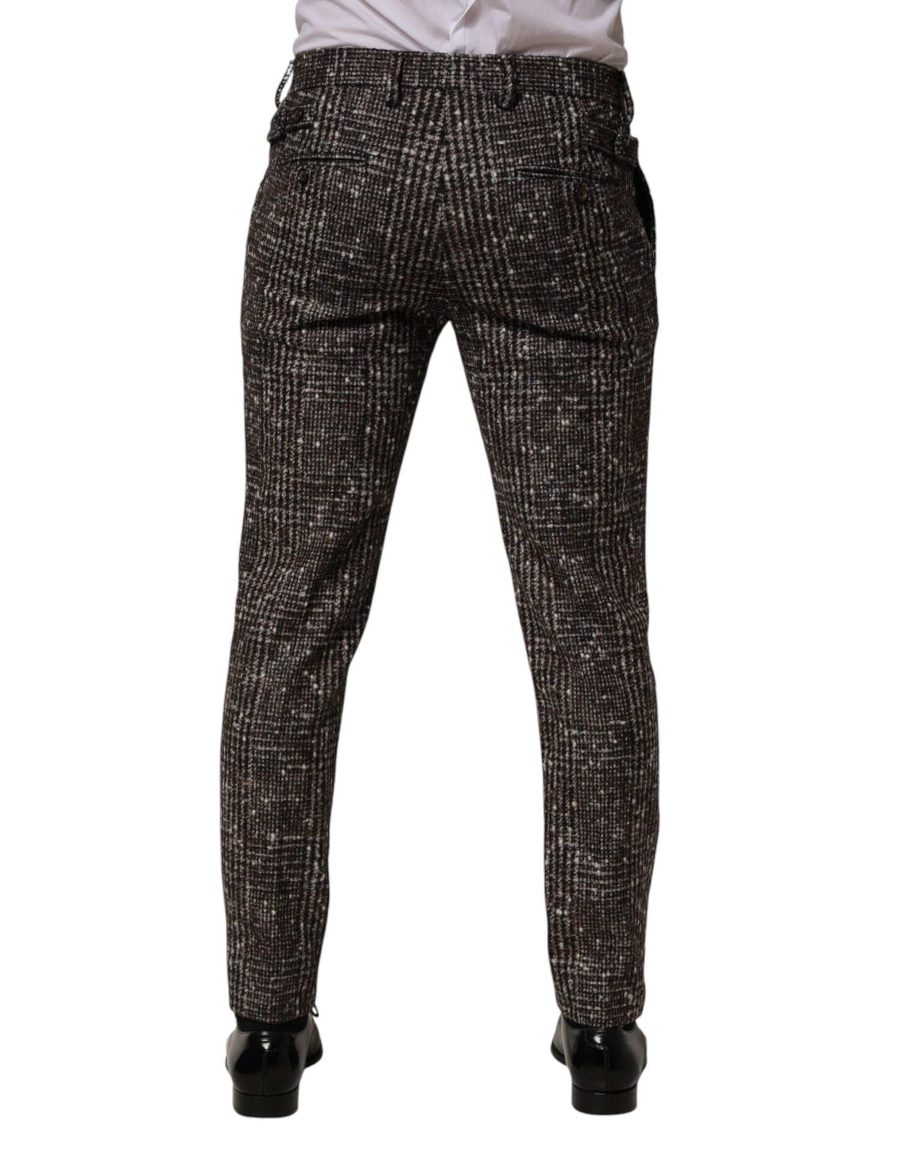 Dolce & Gabbana Brown Wool Plaid Skinny Dress Trouser Pants | Regal Royce
