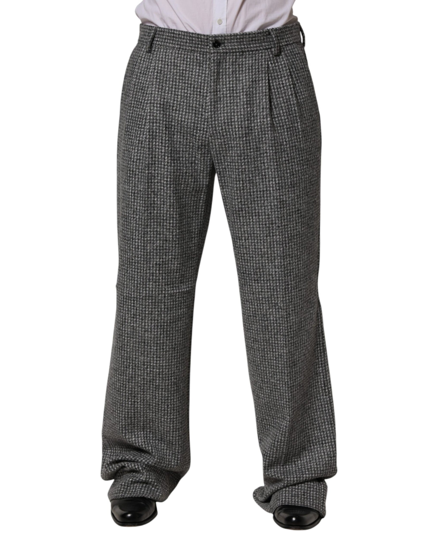 Dolce & Gabbana Gray Houndstooth Straight Dress Trouser Pants | Regal Royce