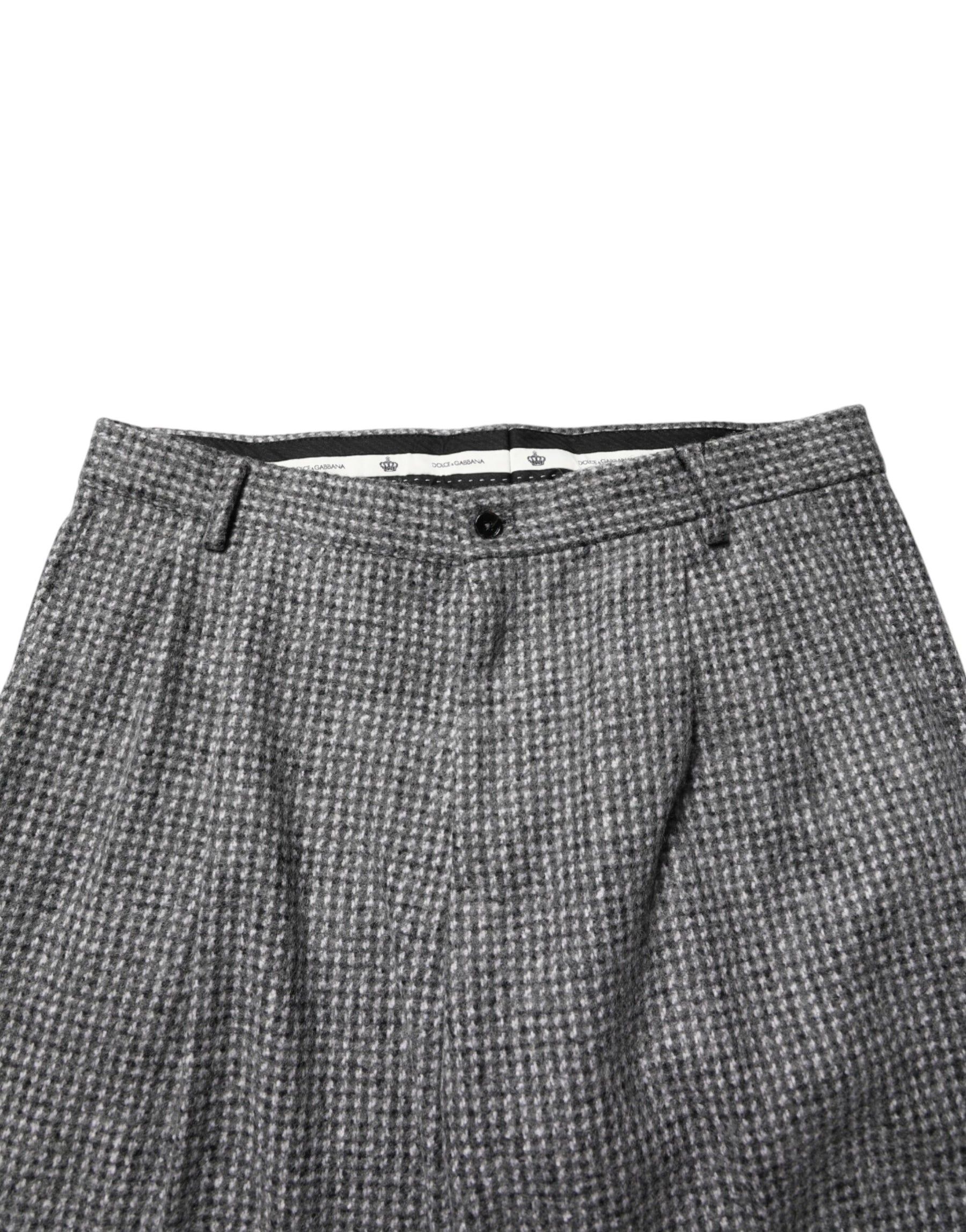 Dolce & Gabbana Gray Houndstooth Straight Dress Trouser Pants | Regal Royce