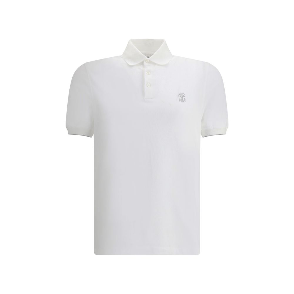 Brunello Cucinelli White Cotton Polo Shirt | Regal Royce