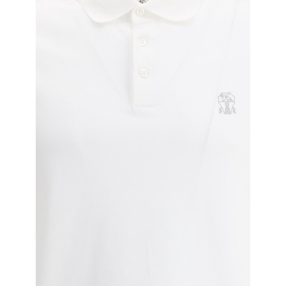 Brunello Cucinelli White Cotton Polo Shirt | Regal Royce