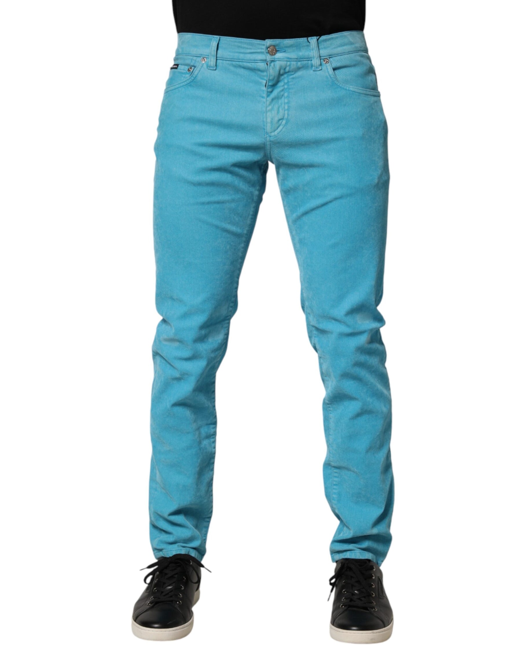 Dolce & Gabbana Blue Cotton Skinny Men Denim Trouser Jeans | Regal Royce