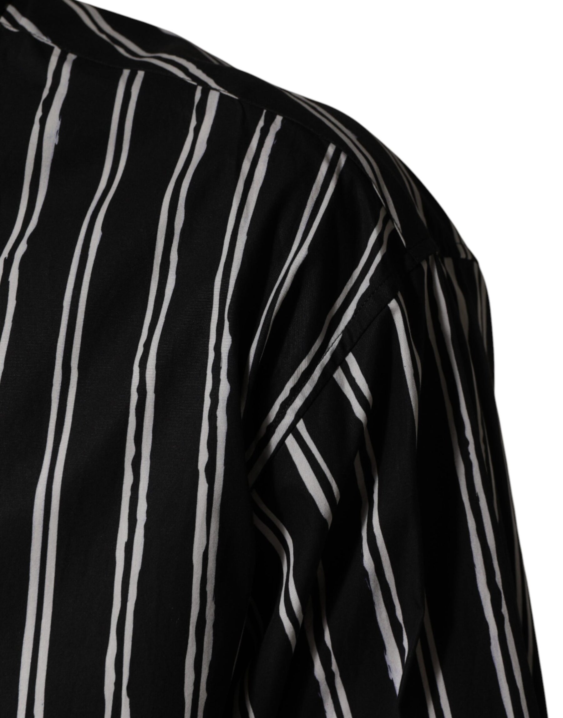 Dolce & Gabbana Black Stripes Cotton Men Formal Dress Shirt | Regal Royce