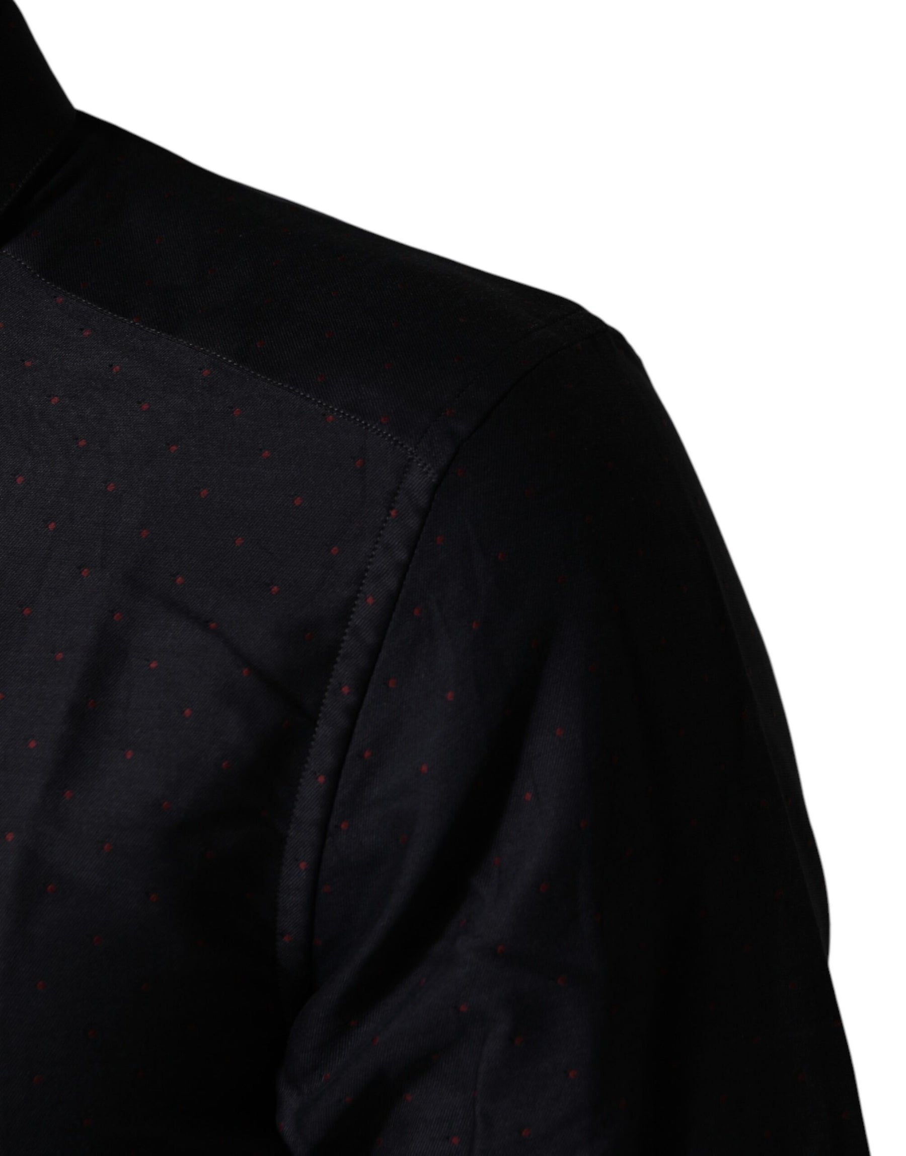 Dolce & Gabbana Black Dotted Cotton Collared GOLD Dress Shirt | Regal Royce
