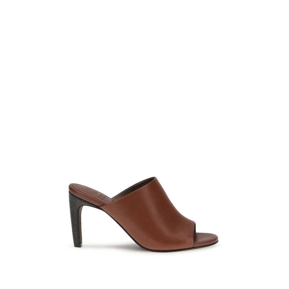 Brunello Cucinelli Brown Calf Leather Bos Taurus Sandals | Regal Royce