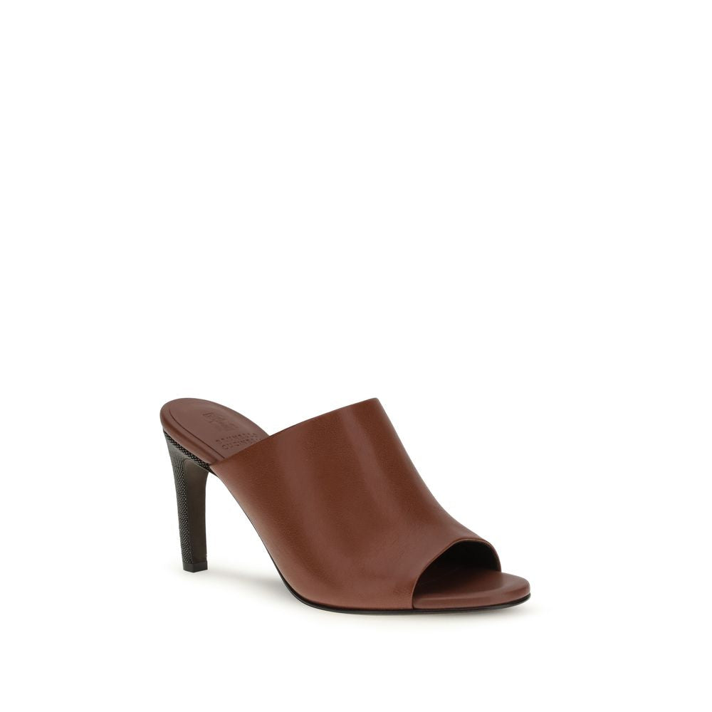 Brunello Cucinelli Brown Calf Leather Bos Taurus Sandals | Regal Royce