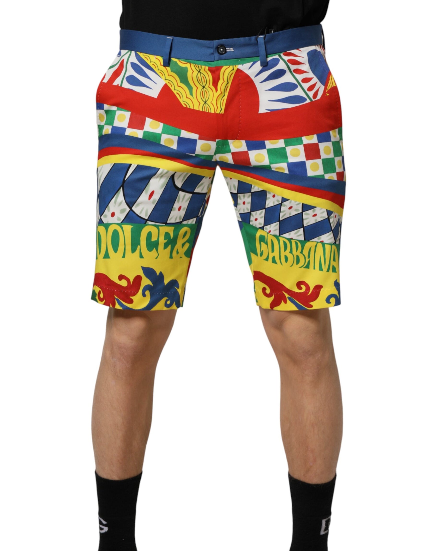 Dolce & Gabbana Multicolor Carretto Print Men Bermuda Shorts | Regal Royce