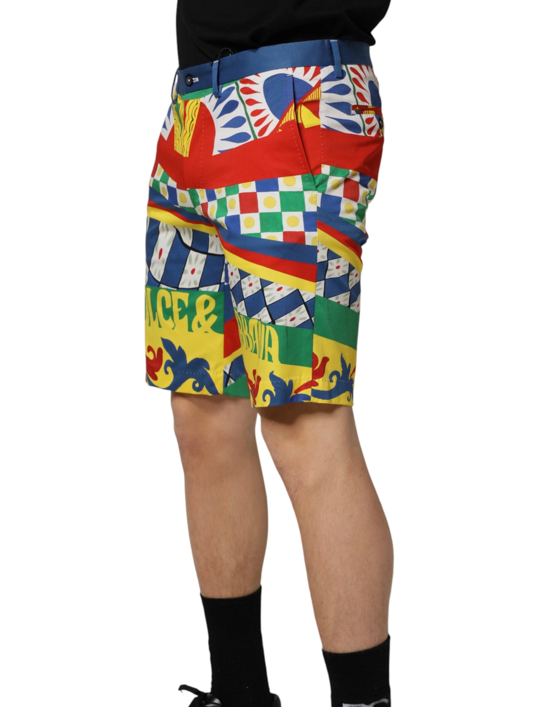 Dolce & Gabbana Multicolor Carretto Print Men Bermuda Shorts | Regal Royce