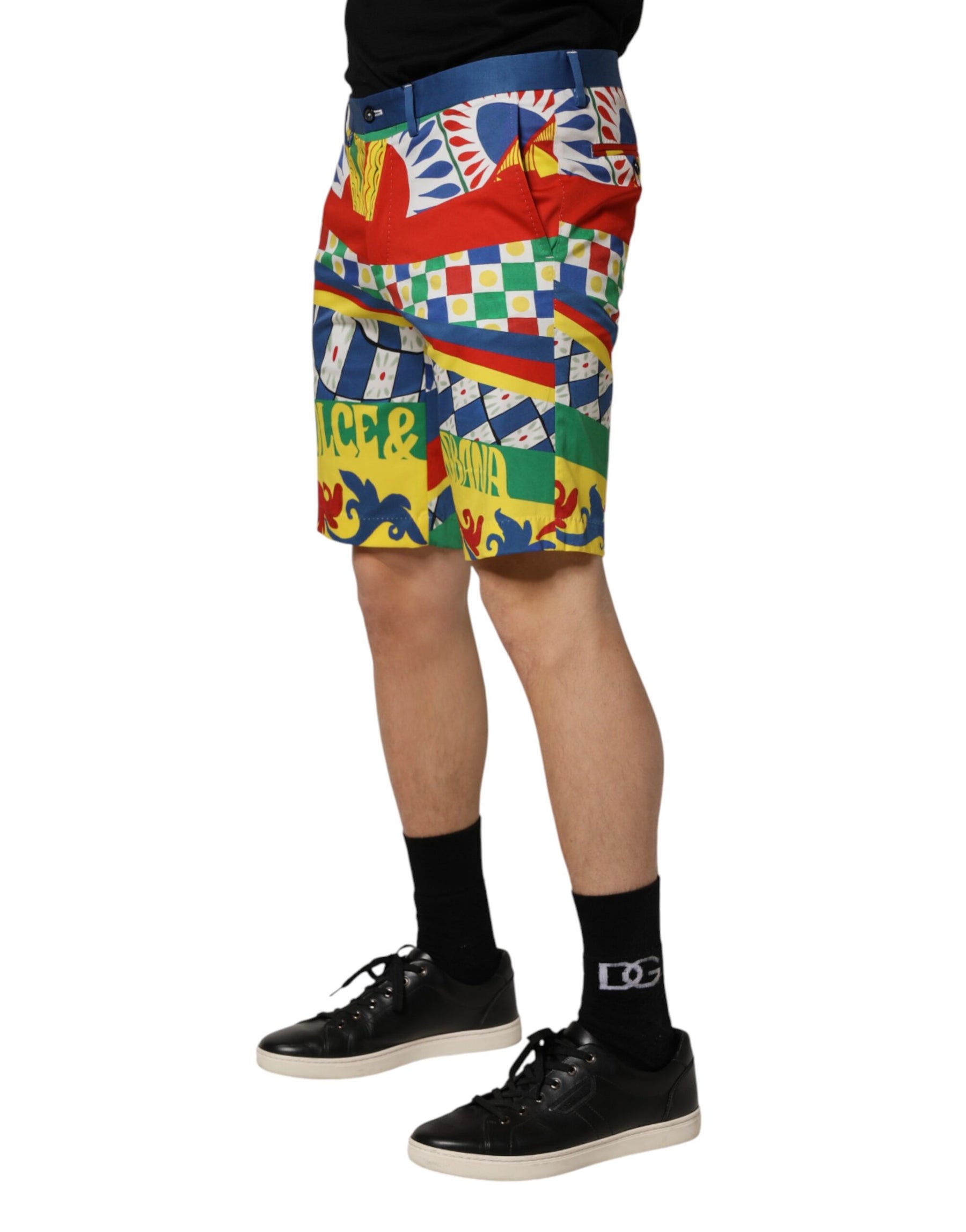 Dolce & Gabbana Multicolor Carretto Print Men Bermuda Shorts | Regal Royce