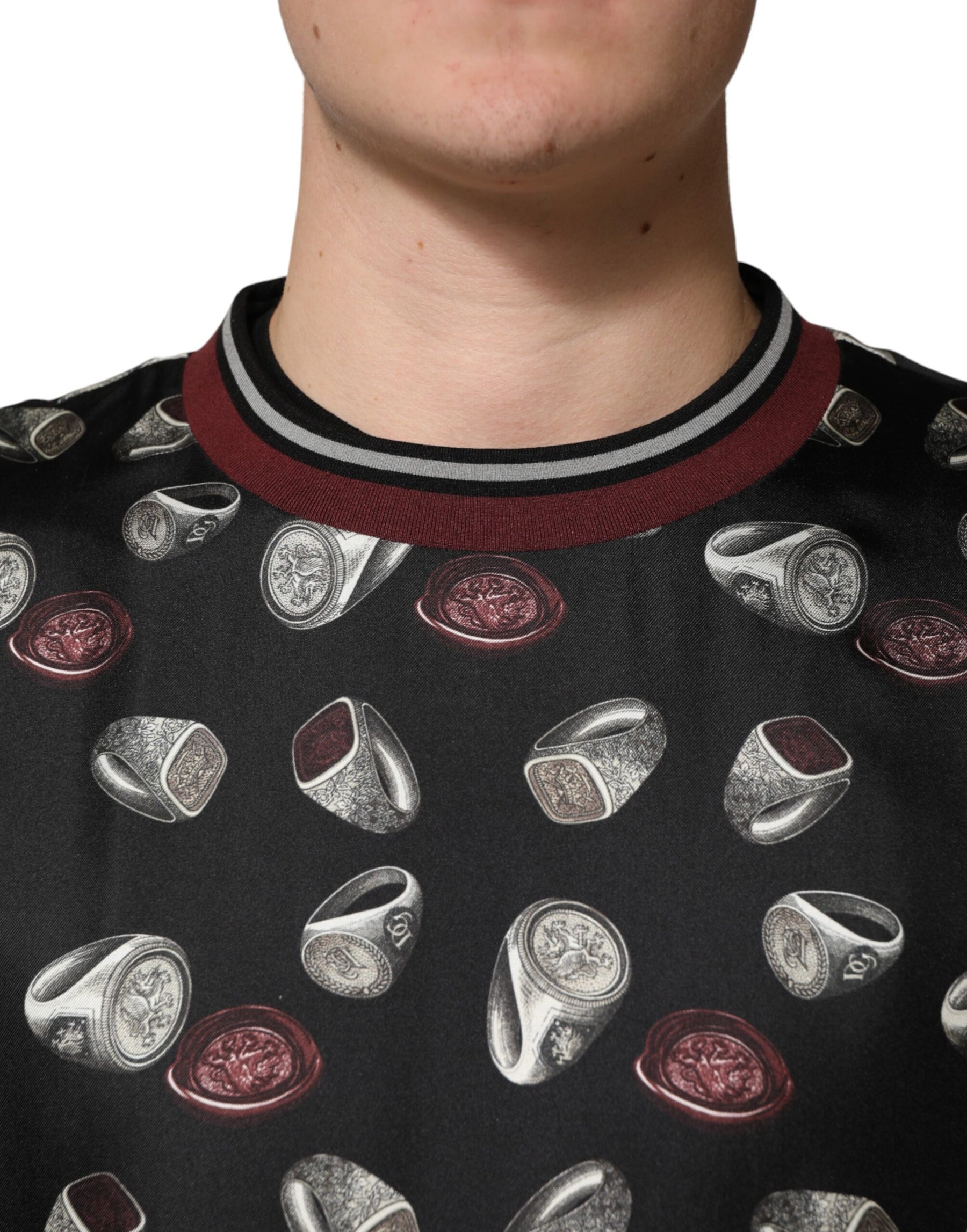 Dolce & Gabbana Black Ring Print CrewNeck Sweatshirt  Sweater | Regal Royce