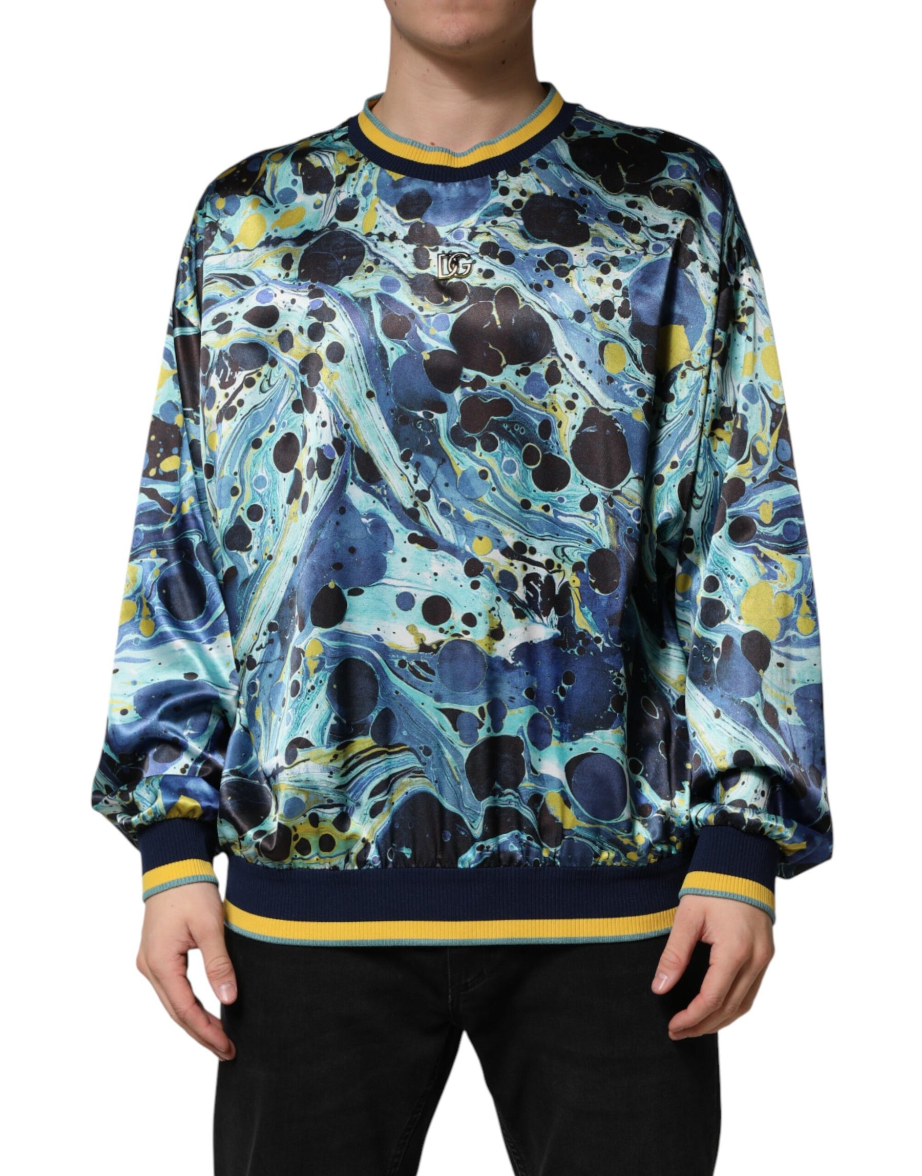 Dolce & Gabbana Multicolor Marble Print Pullover Sweater | Regal Royce