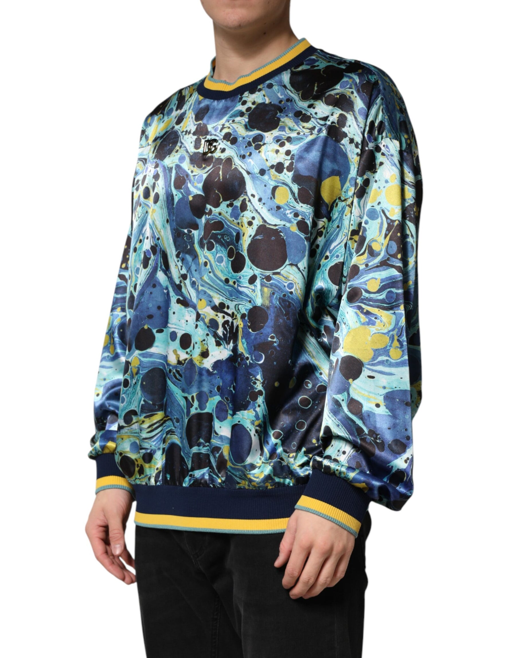 Dolce & Gabbana Multicolor Marble Print Pullover Sweater | Regal Royce