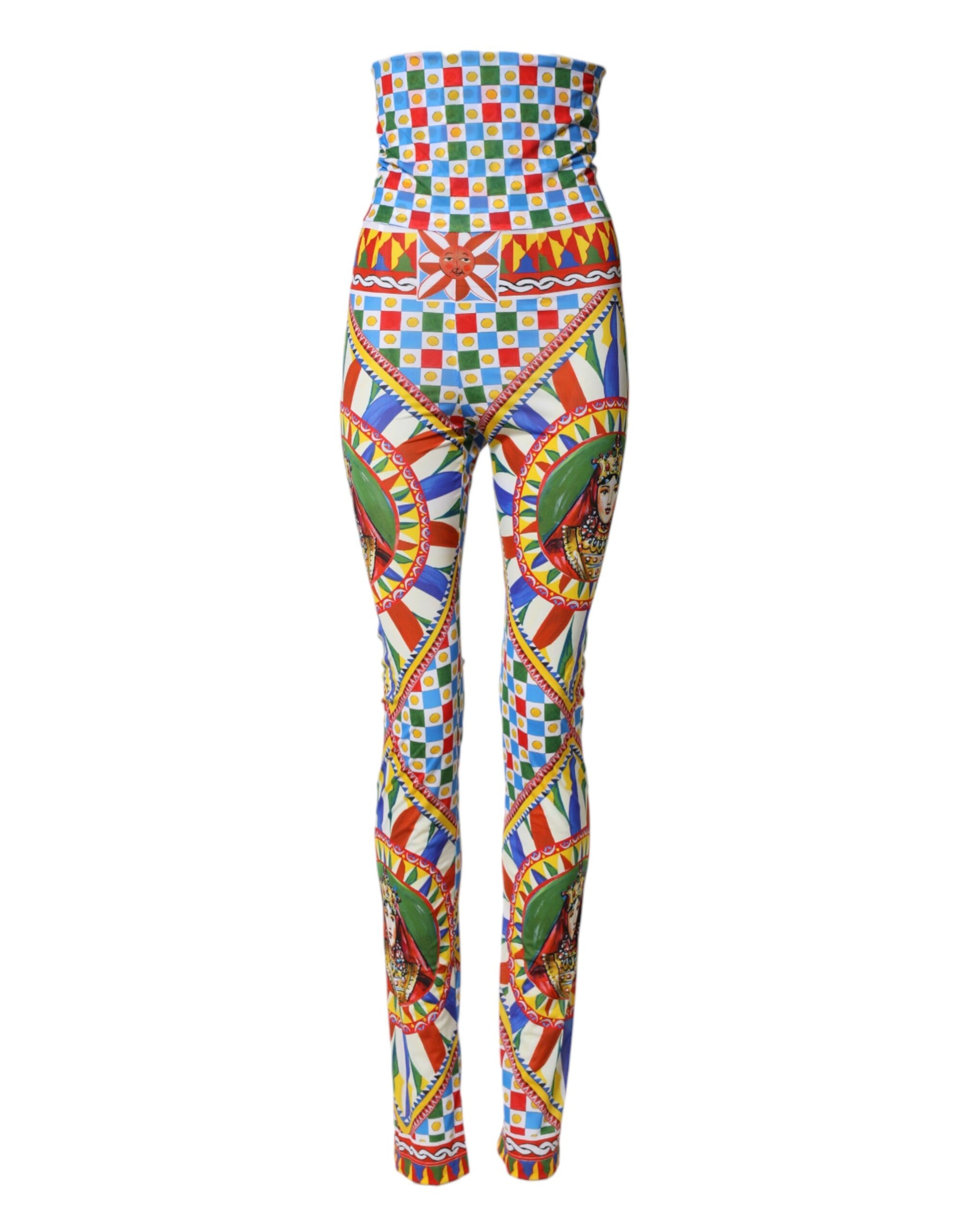 Dolce & Gabbana Multicolor Carretto Leggings High Waist Pants | Regal Royce