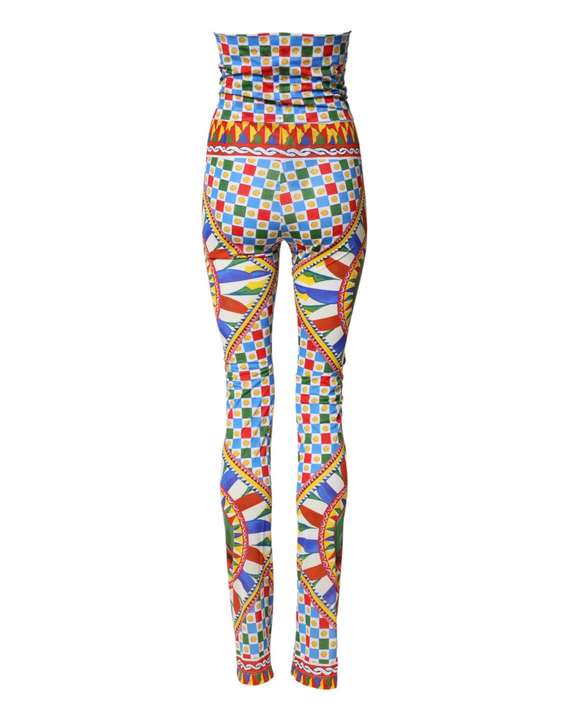 Dolce & Gabbana Multicolor Carretto Leggings High Waist Pants | Regal Royce