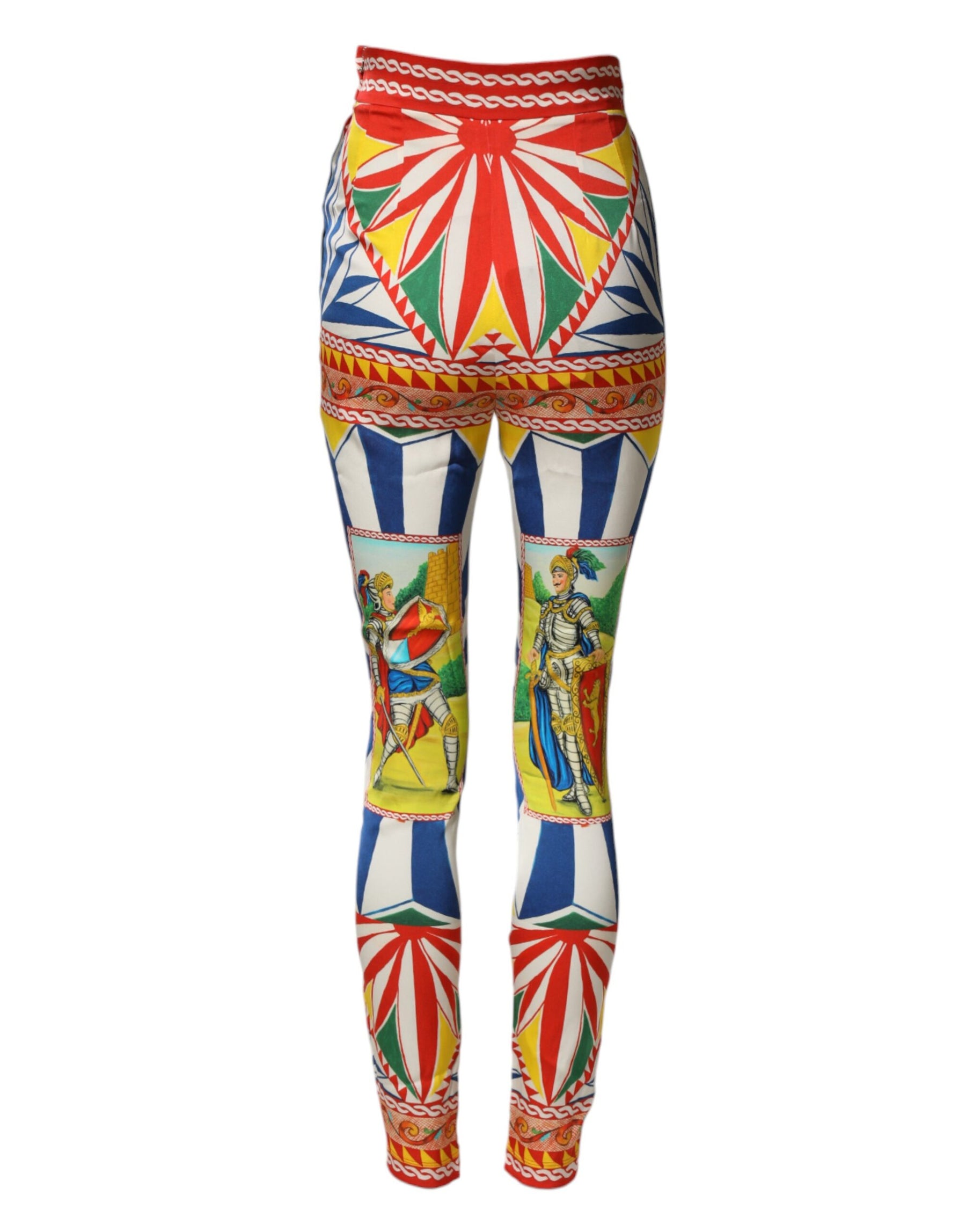 Dolce & Gabbana Multicolor Silk Carretto Leggings Stretch Waist Pants | Regal Royce