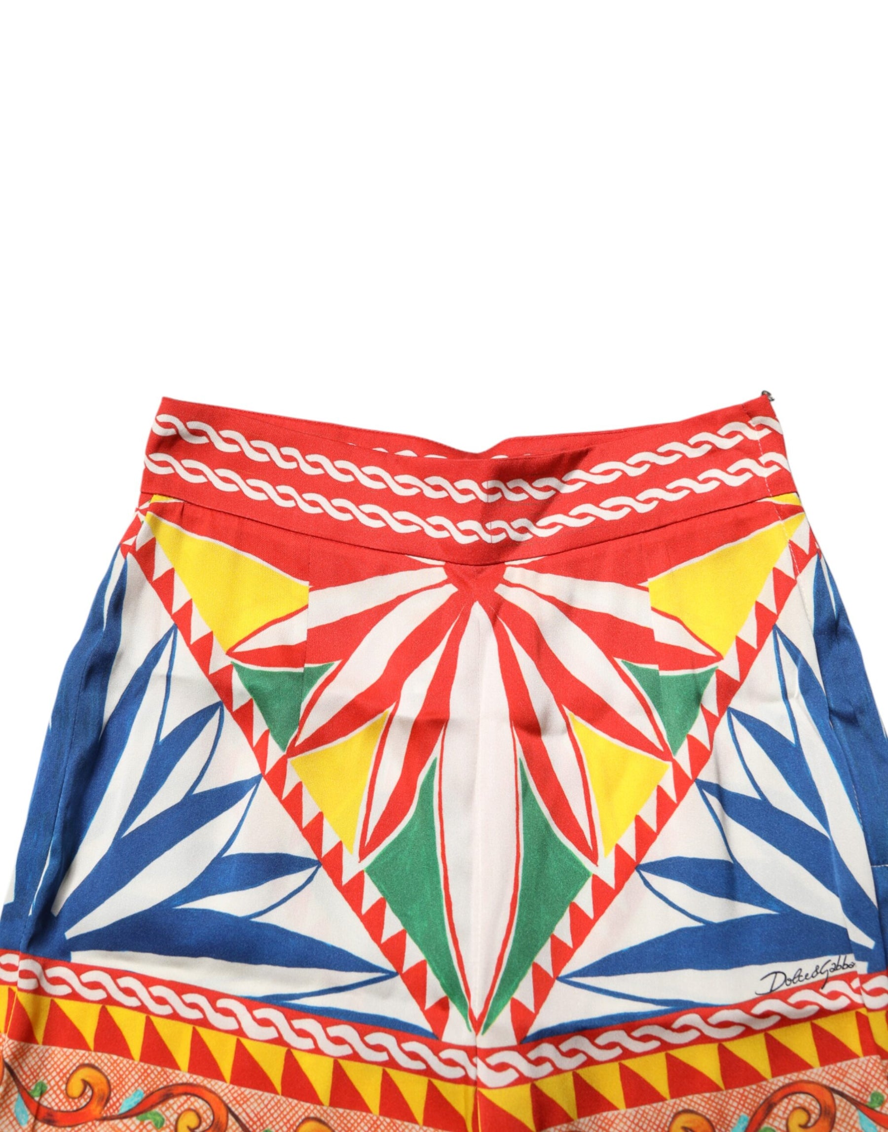 Dolce & Gabbana Multicolor Silk Carretto Leggings Stretch Waist Pants | Regal Royce