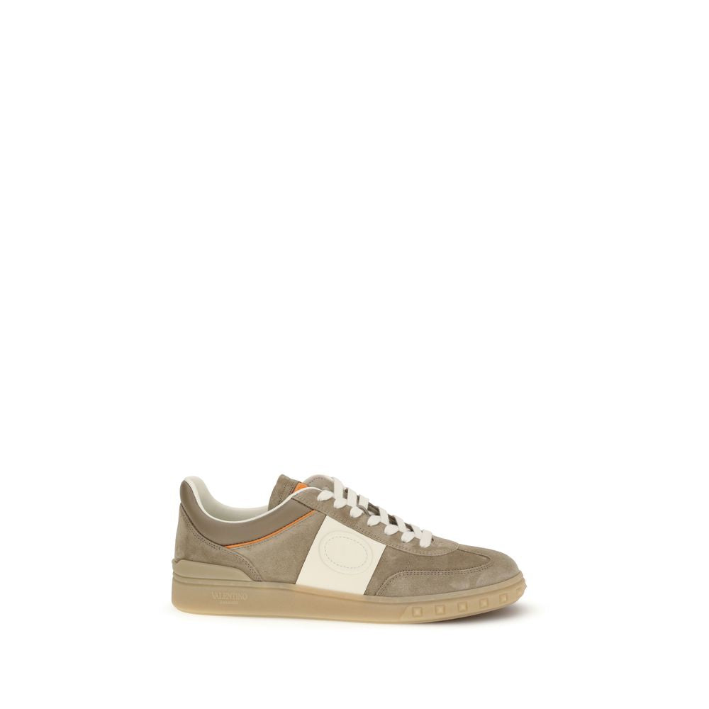 Valentino Garavani Beige Calf Leather Bos Taurus Low Top Sneakers | Regal Royce