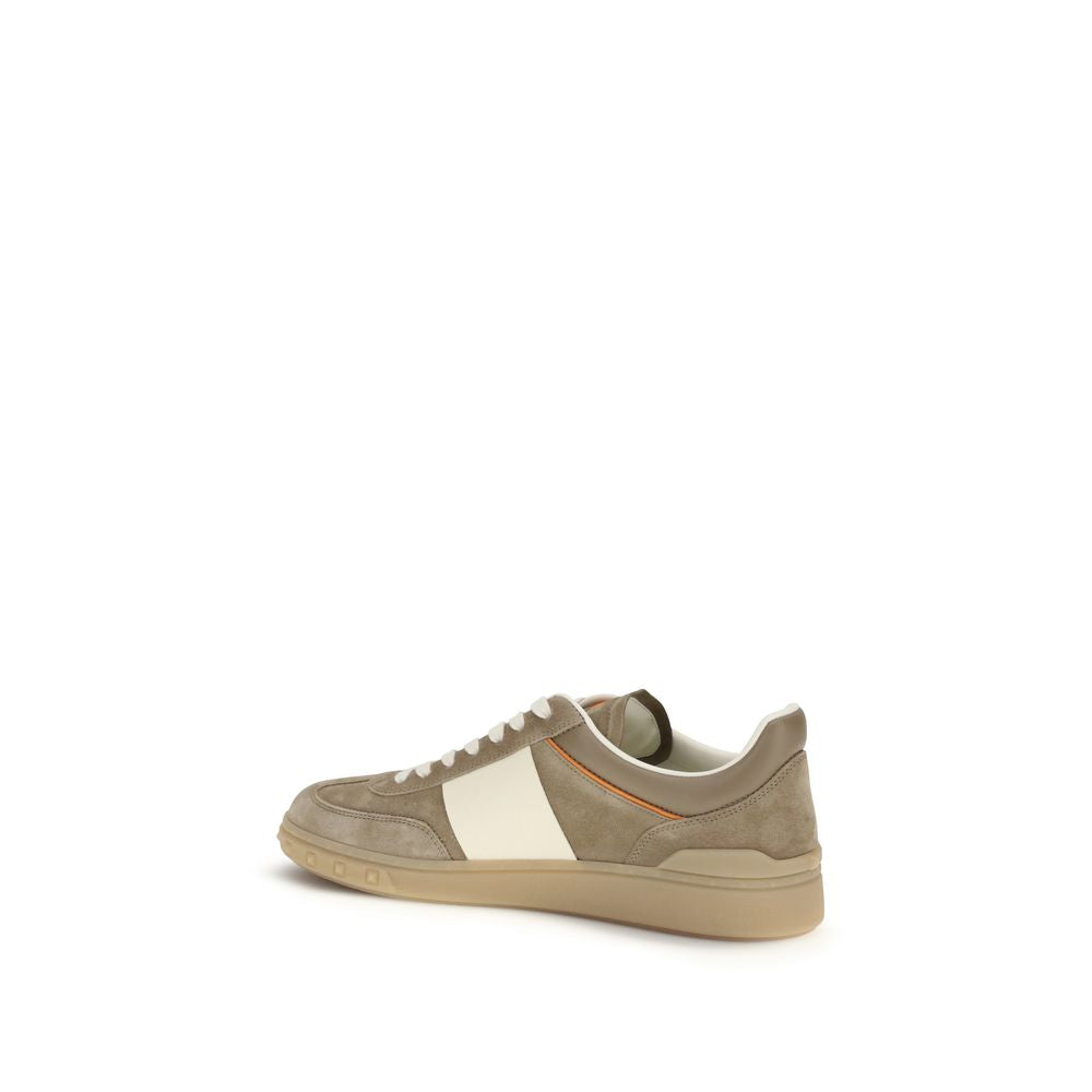 Valentino Garavani Beige Calf Leather Bos Taurus Low Top Sneakers | Regal Royce