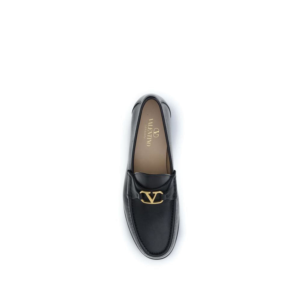 Valentino Garavani Black Calf Leather Bos Taurus Slip-On Loafers | Regal Royce