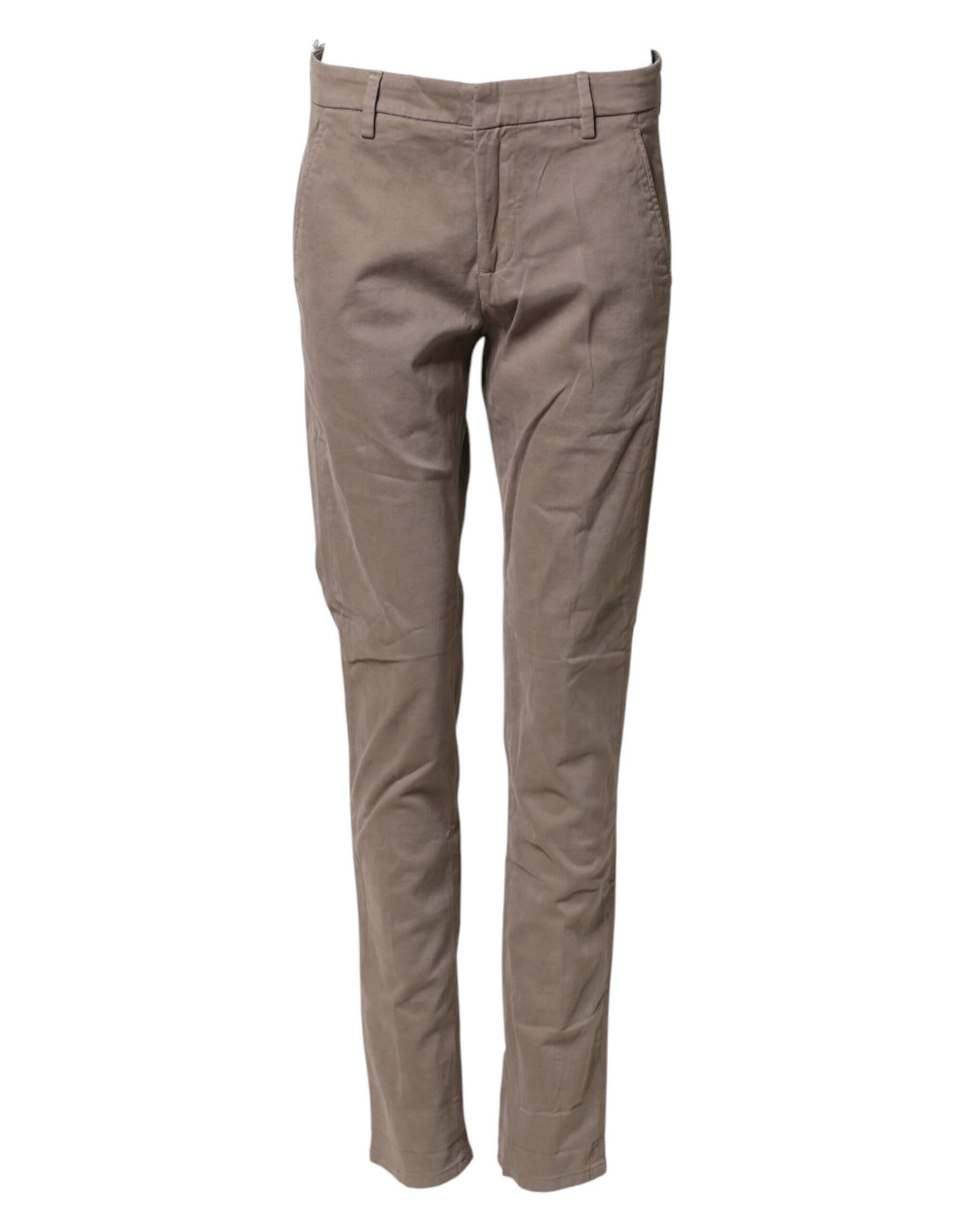 Dondup Cotton Stretch Straight Chino Trouser Brown | Regal Royce