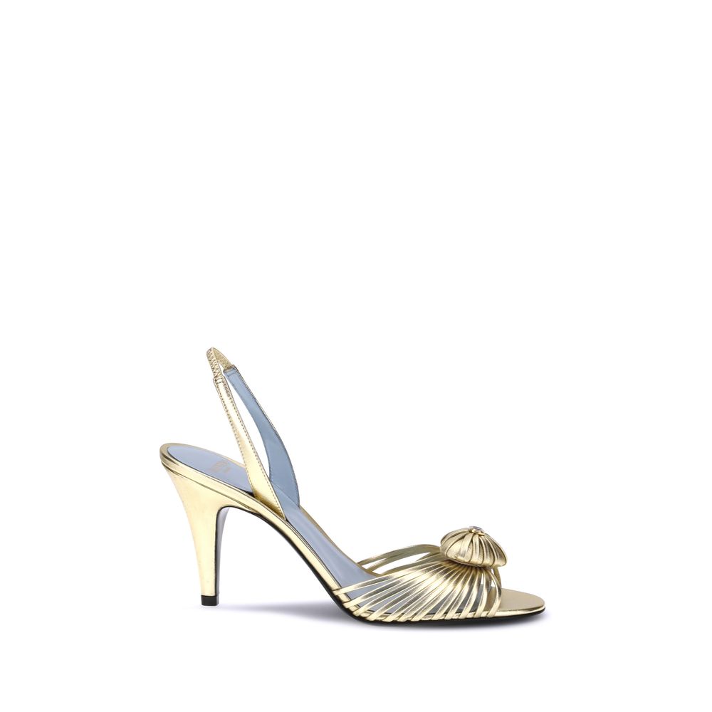 Valentino Garavani Gold Calf Leather Bos Taurus Stiletto Heel Sandals | Regal Royce