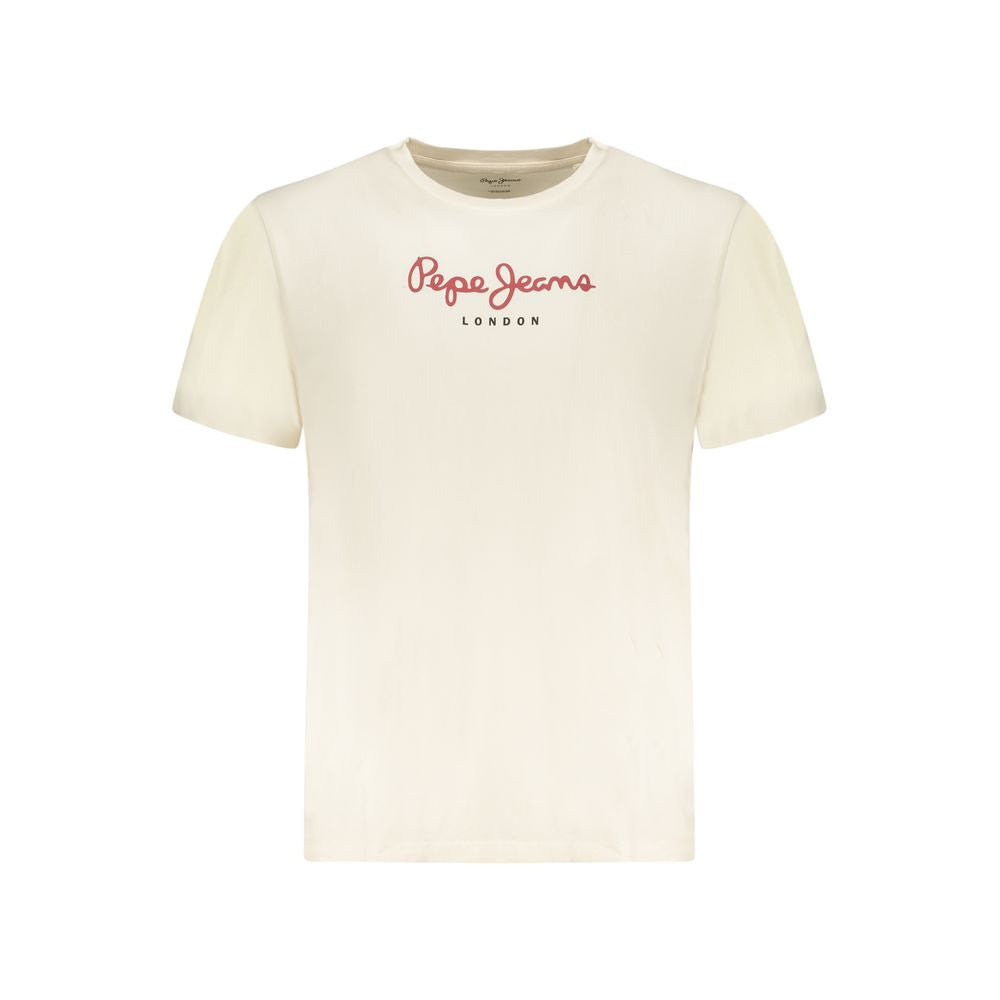 Pepe Jeans Beige Cotton Men's T-Shirt | Regal Royce