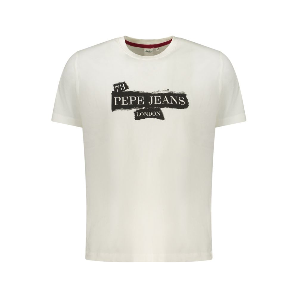 Pepe Jeans White Cotton Men T-Shirt | Regal Royce