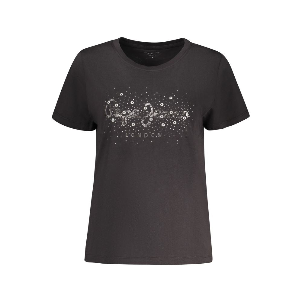 Pepe Jeans Black Cotton Women T-Shirt | Regal Royce