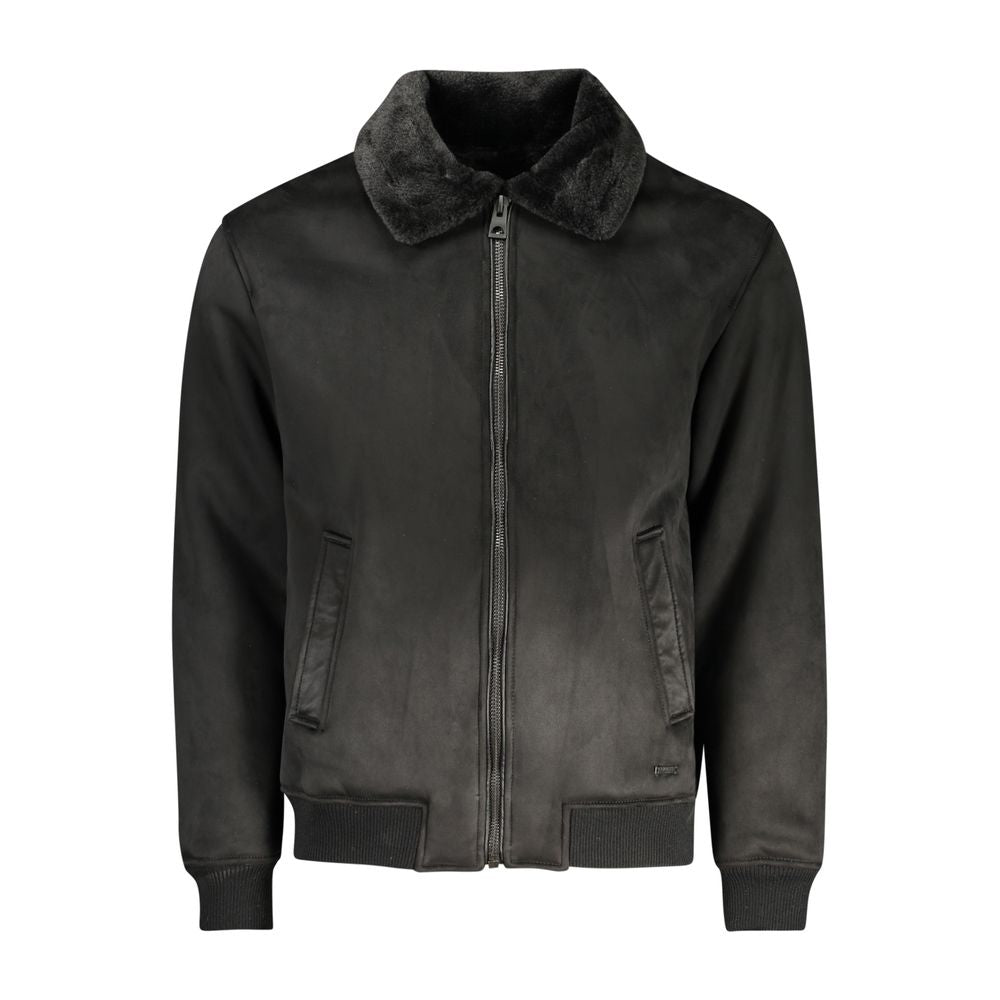 Guess Jeans Nero Poliuretano Men Jacket | Regal Royce