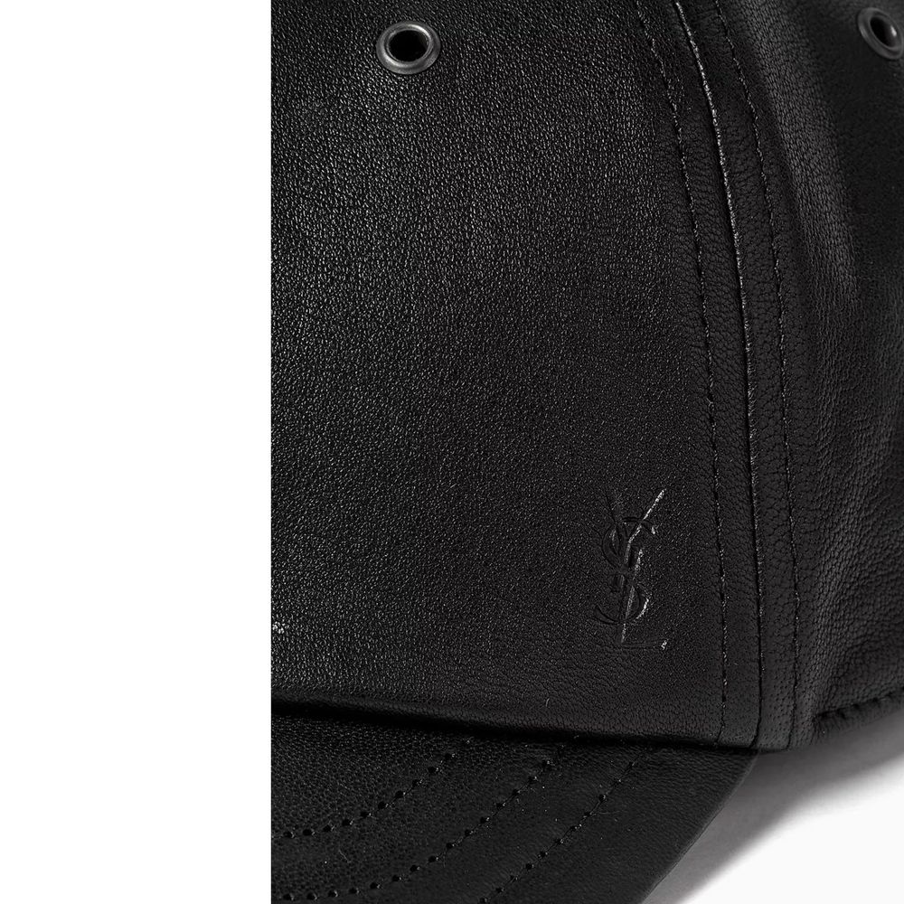 Saint Laurent Black Lamb Leather Cap (Baseball Hat) | Regal Royce