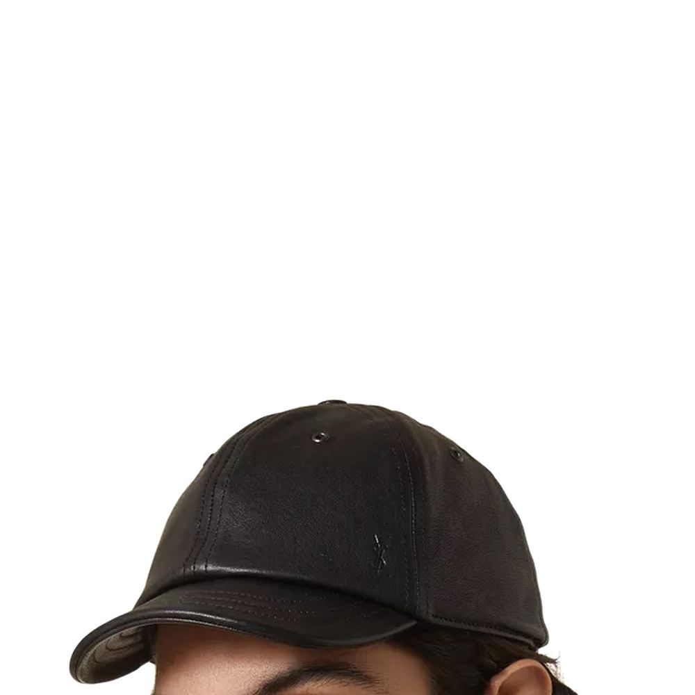 Saint Laurent Black Lamb Leather Cap (Baseball Hat) | Regal Royce