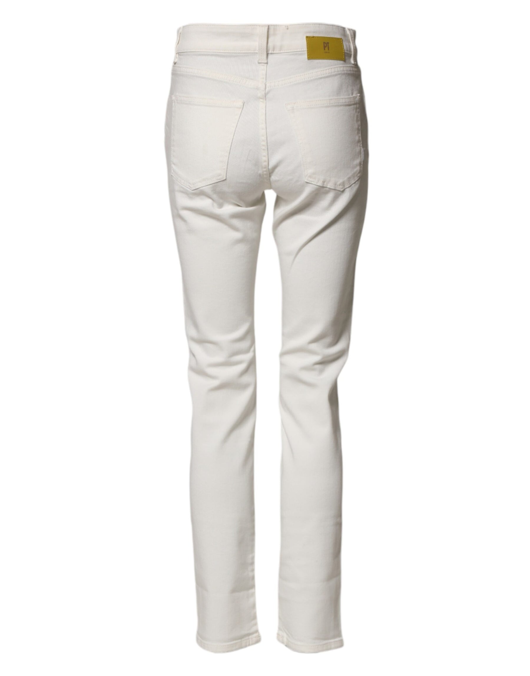 PT Torino White Cotton Mid Waist Skinny Denim Trouser Jeans | Regal Royce