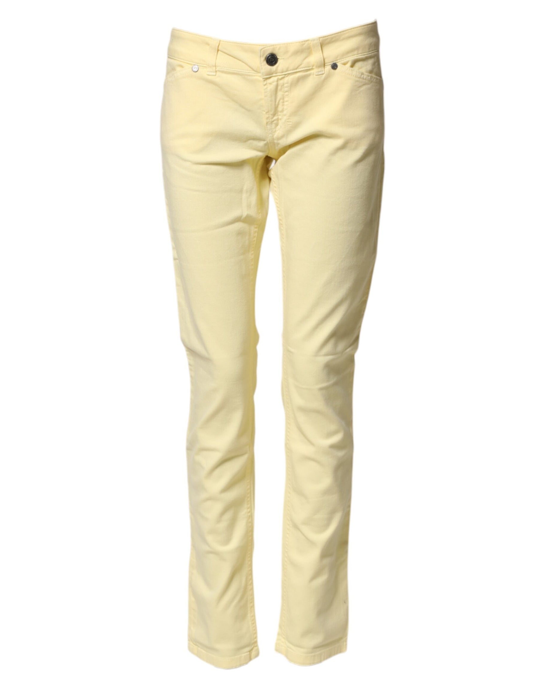 PINKO Yellow Cotton Low Waist Slim Fit Skinny Denim Casual Jeans | Regal Royce