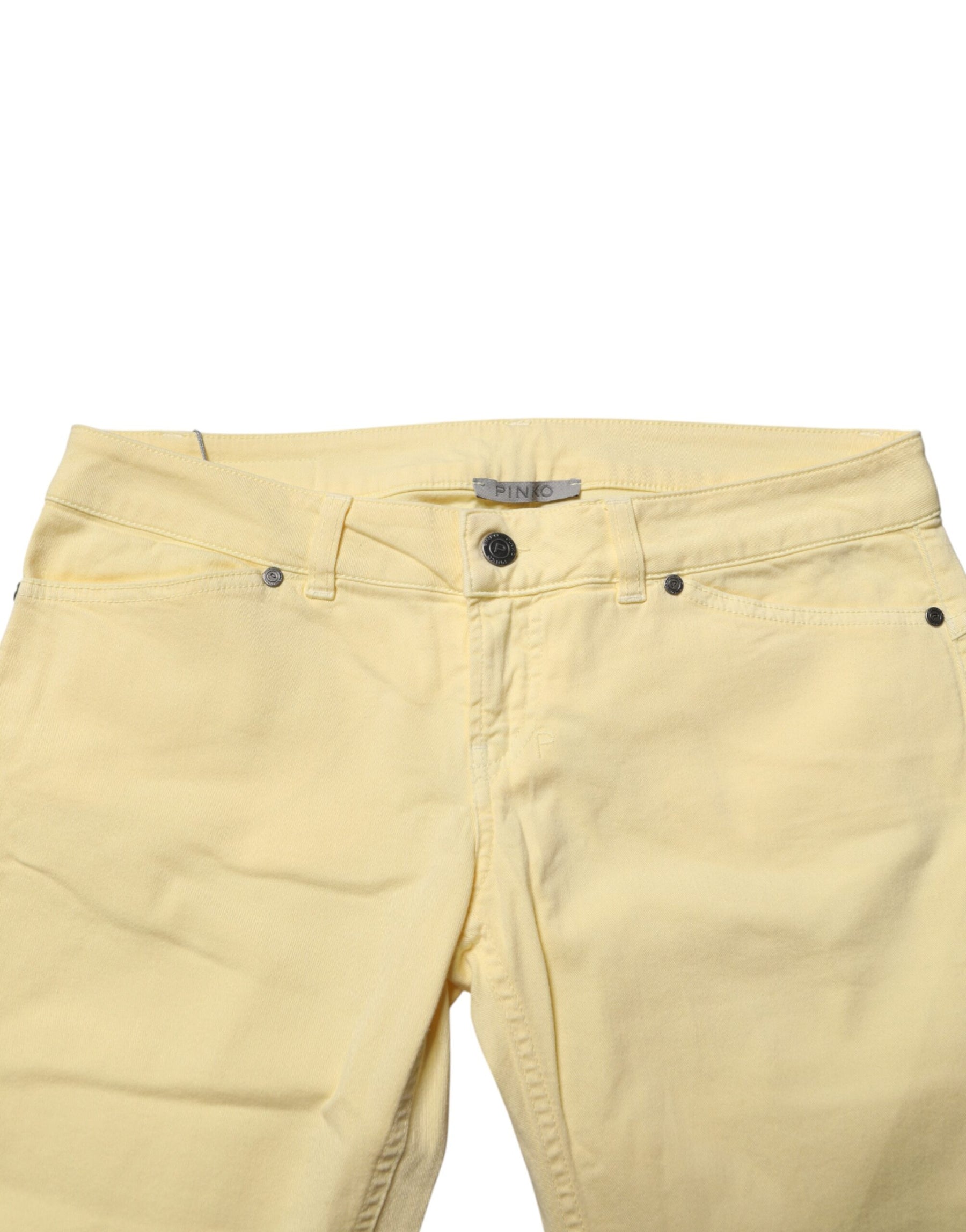 PINKO Yellow Cotton Low Waist Slim Fit Skinny Denim Casual Jeans | Regal Royce