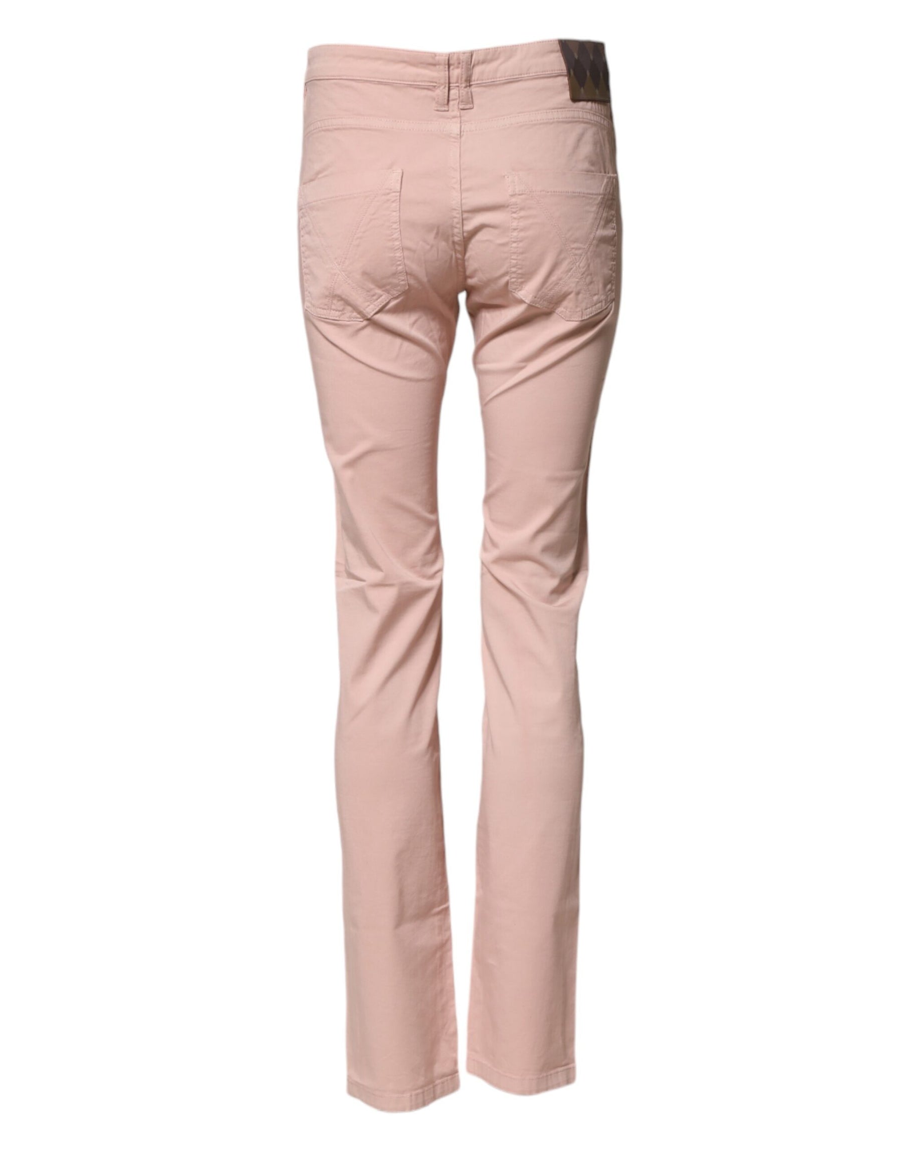 Ballantyne Light Pink Cotton Mid Waist Skinny Fit Denim Jeans | Regal Royce