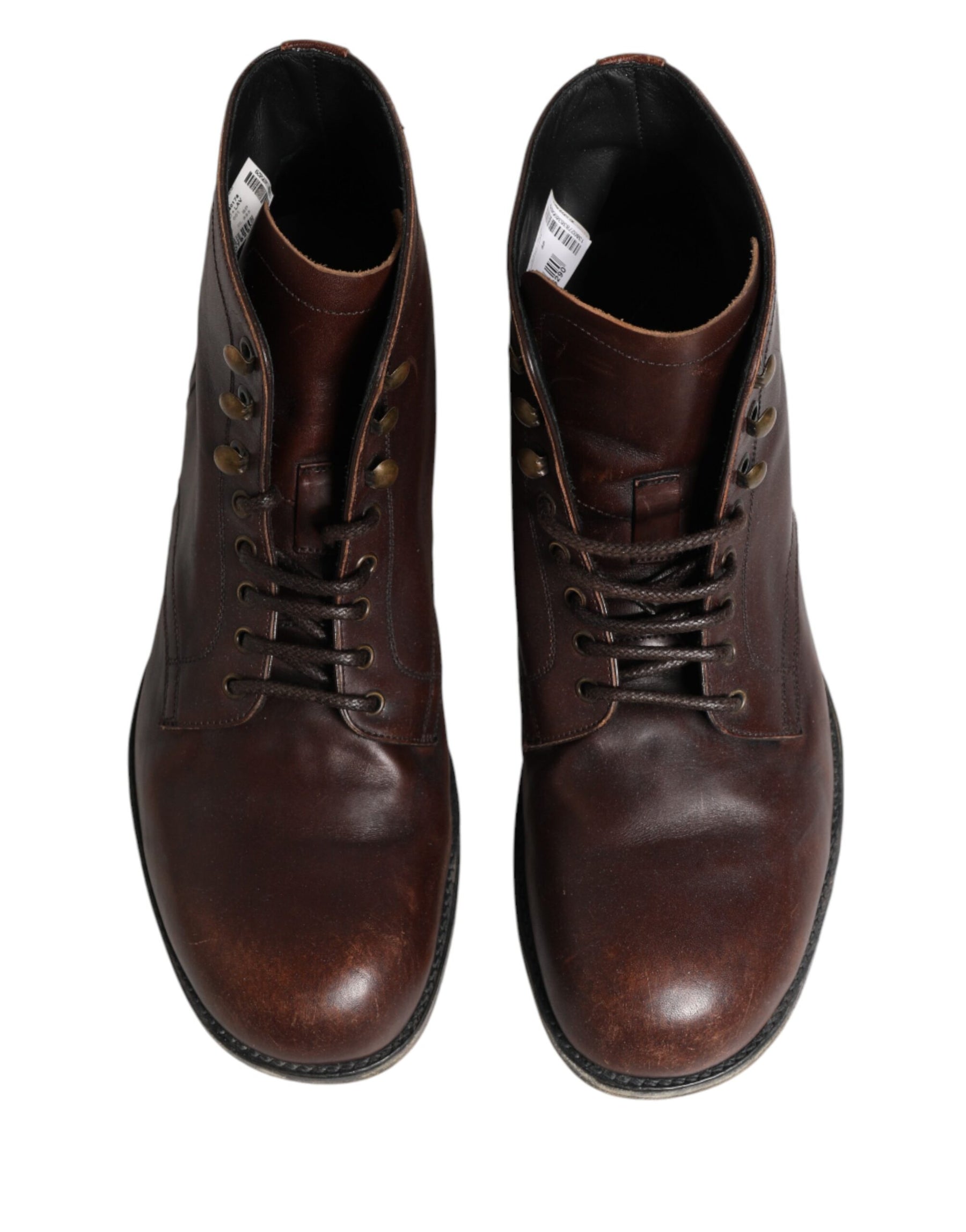 Dolce & Gabbana Brown Lace Up Short Ankle Boots Men Shoes | Regal Royce