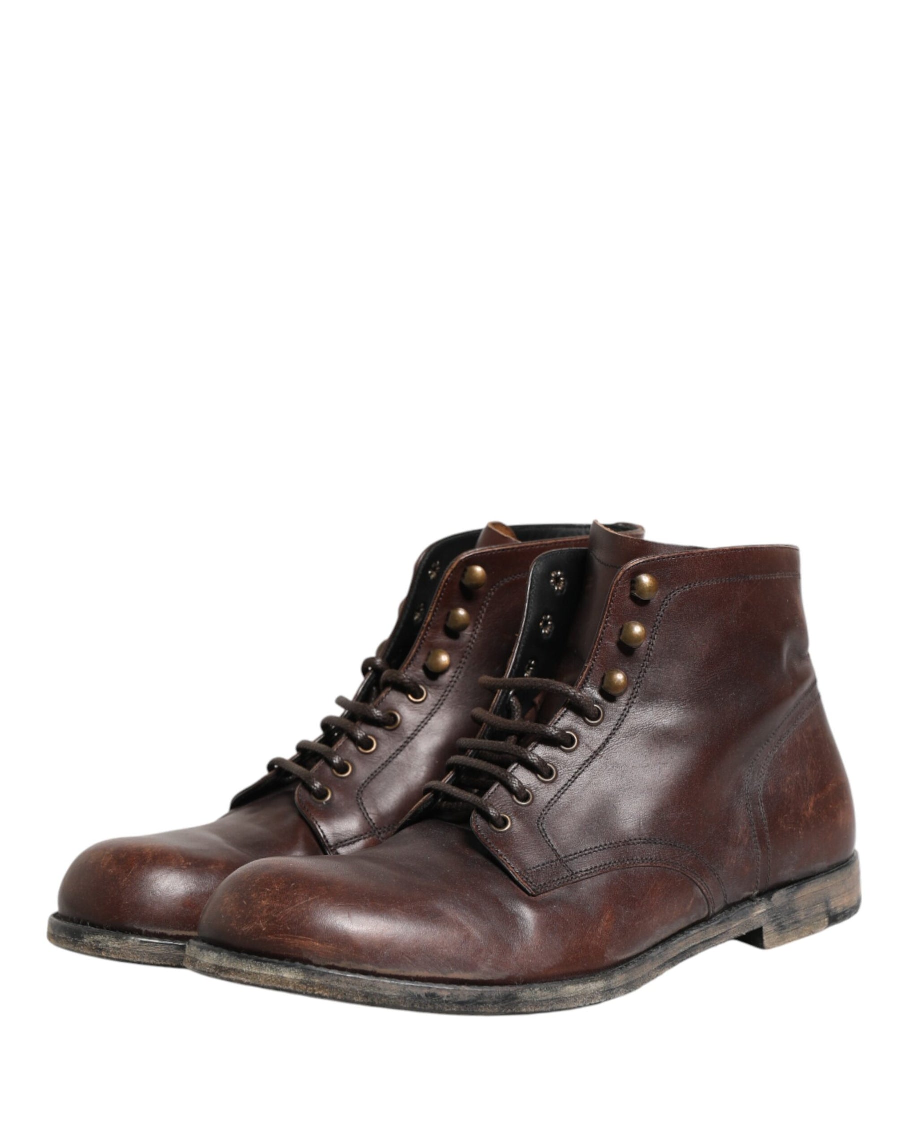 Dolce & Gabbana Brown Lace Up Short Ankle Boots Men Shoes | Regal Royce
