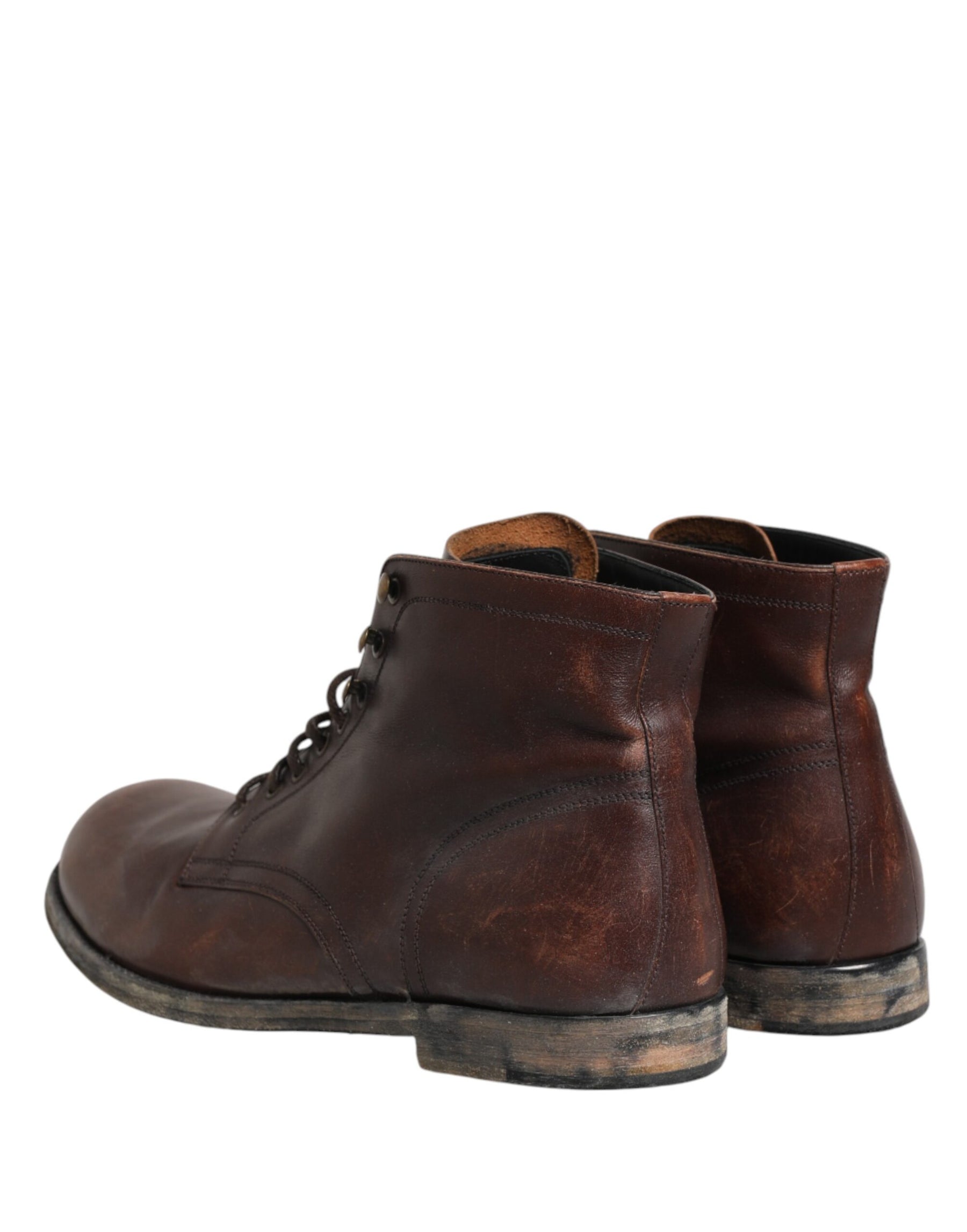 Dolce & Gabbana Brown Lace Up Short Ankle Boots Men Shoes | Regal Royce