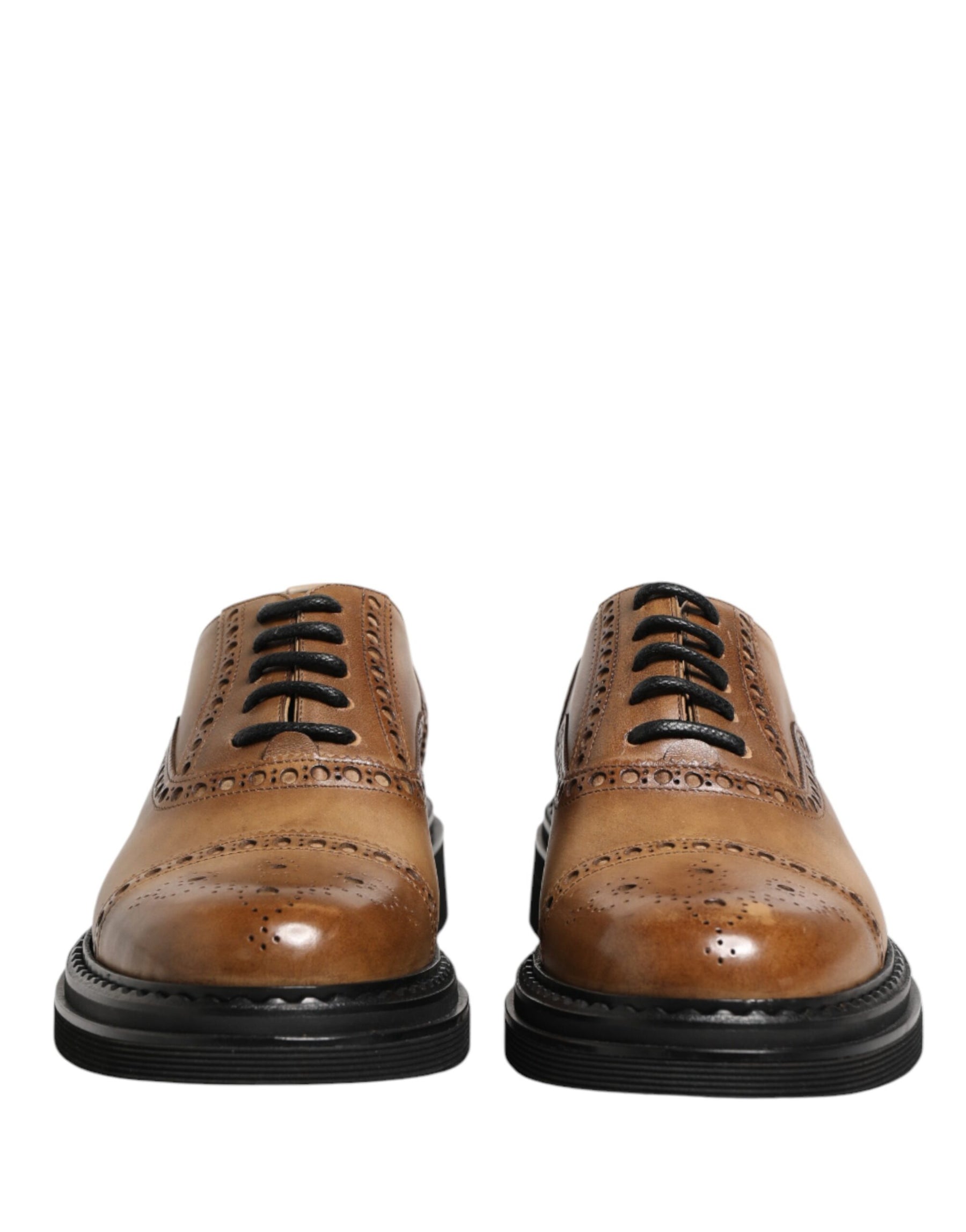 Dolce & Gabbana Brown Lace Up Leather Brogue Derby Men Shoes | Regal Royce