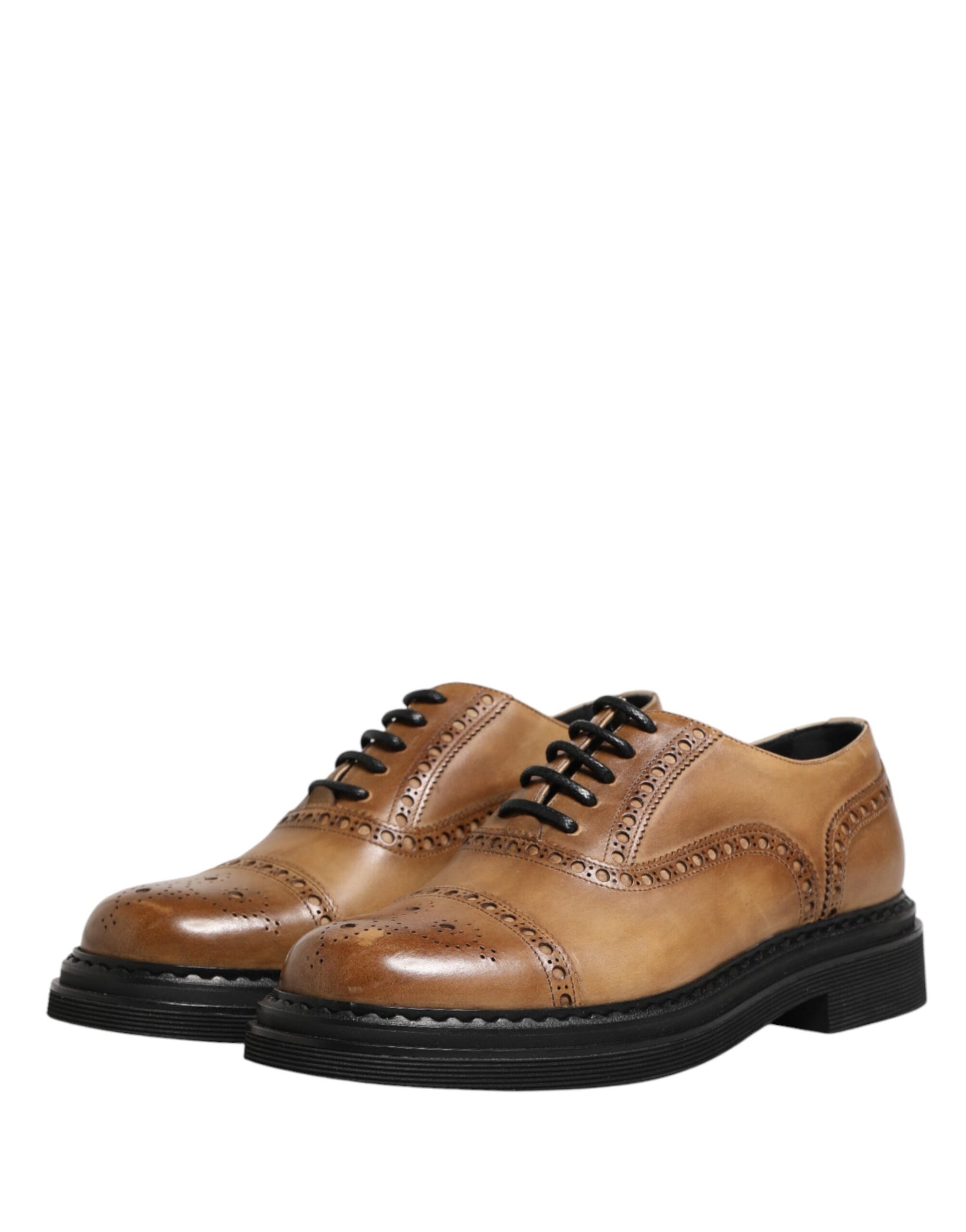Dolce & Gabbana Brown Lace Up Leather Brogue Derby Men Shoes | Regal Royce