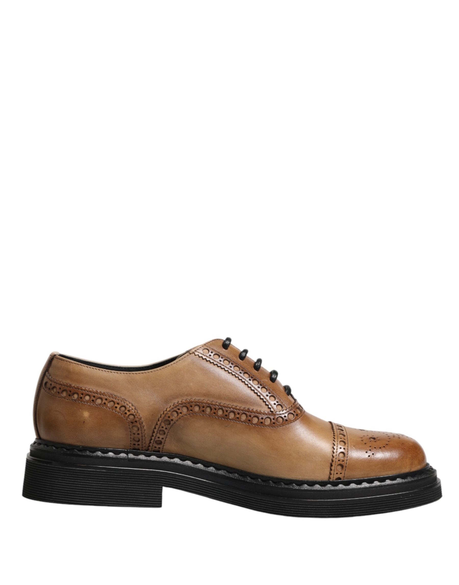 Dolce & Gabbana Brown Lace Up Leather Brogue Derby Men Shoes | Regal Royce