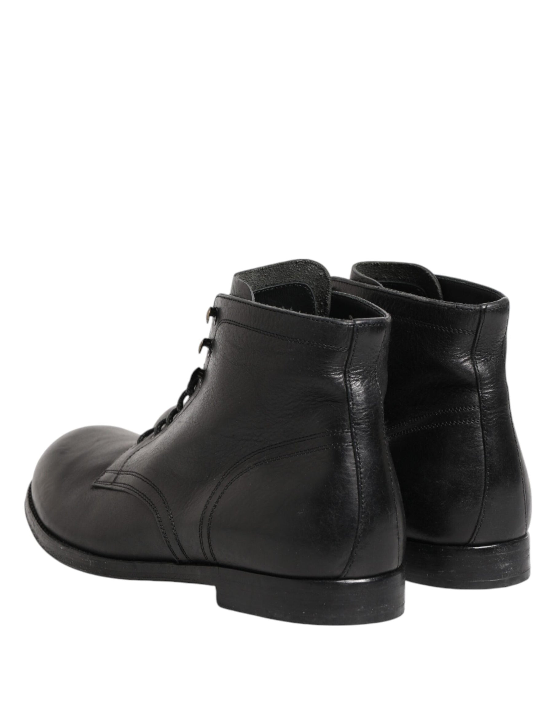 Dolce & Gabbana Black Lace Up Short Ankle Boots Men Shoes | Regal Royce
