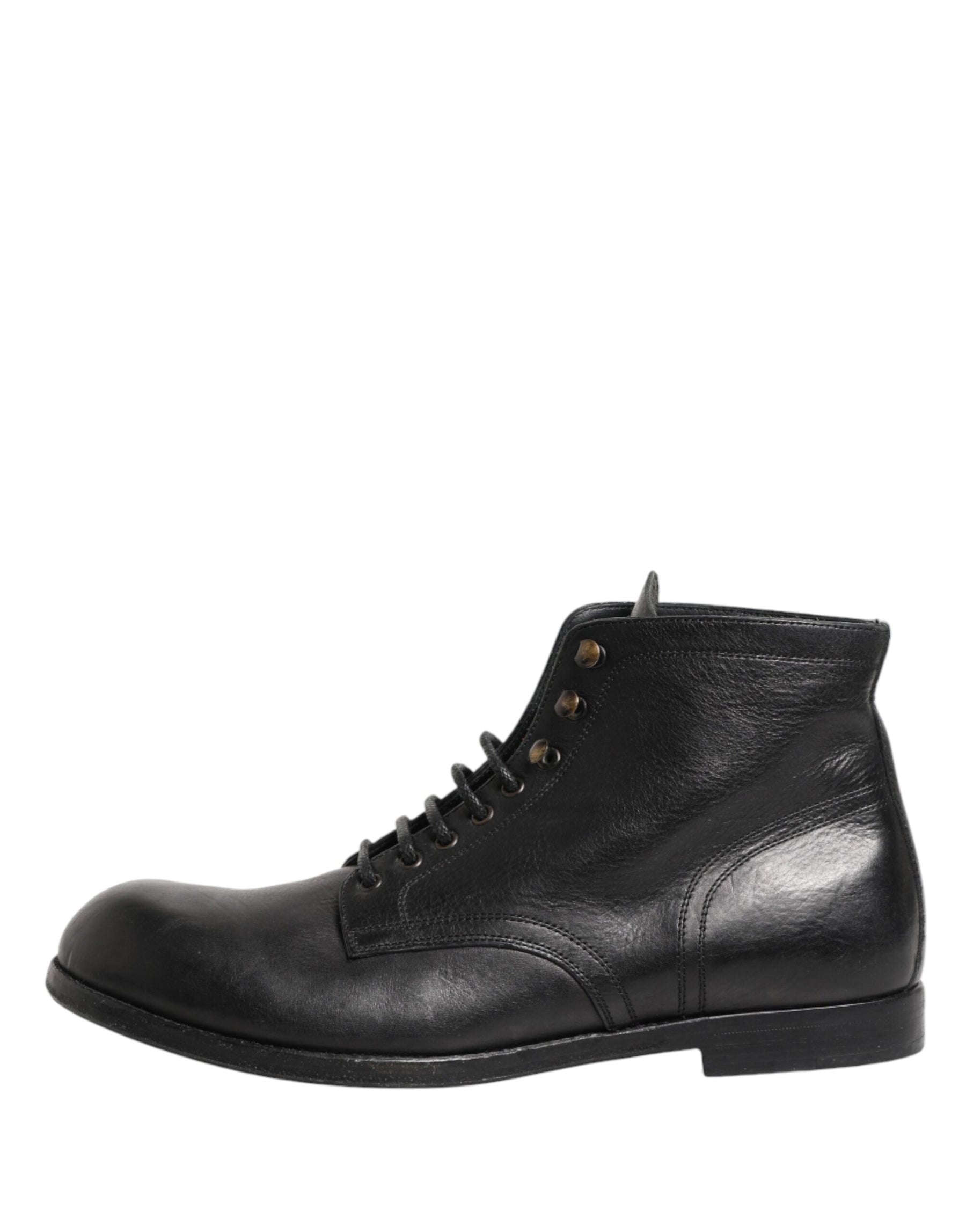 Dolce & Gabbana Black Lace Up Short Ankle Boots Men Shoes | Regal Royce