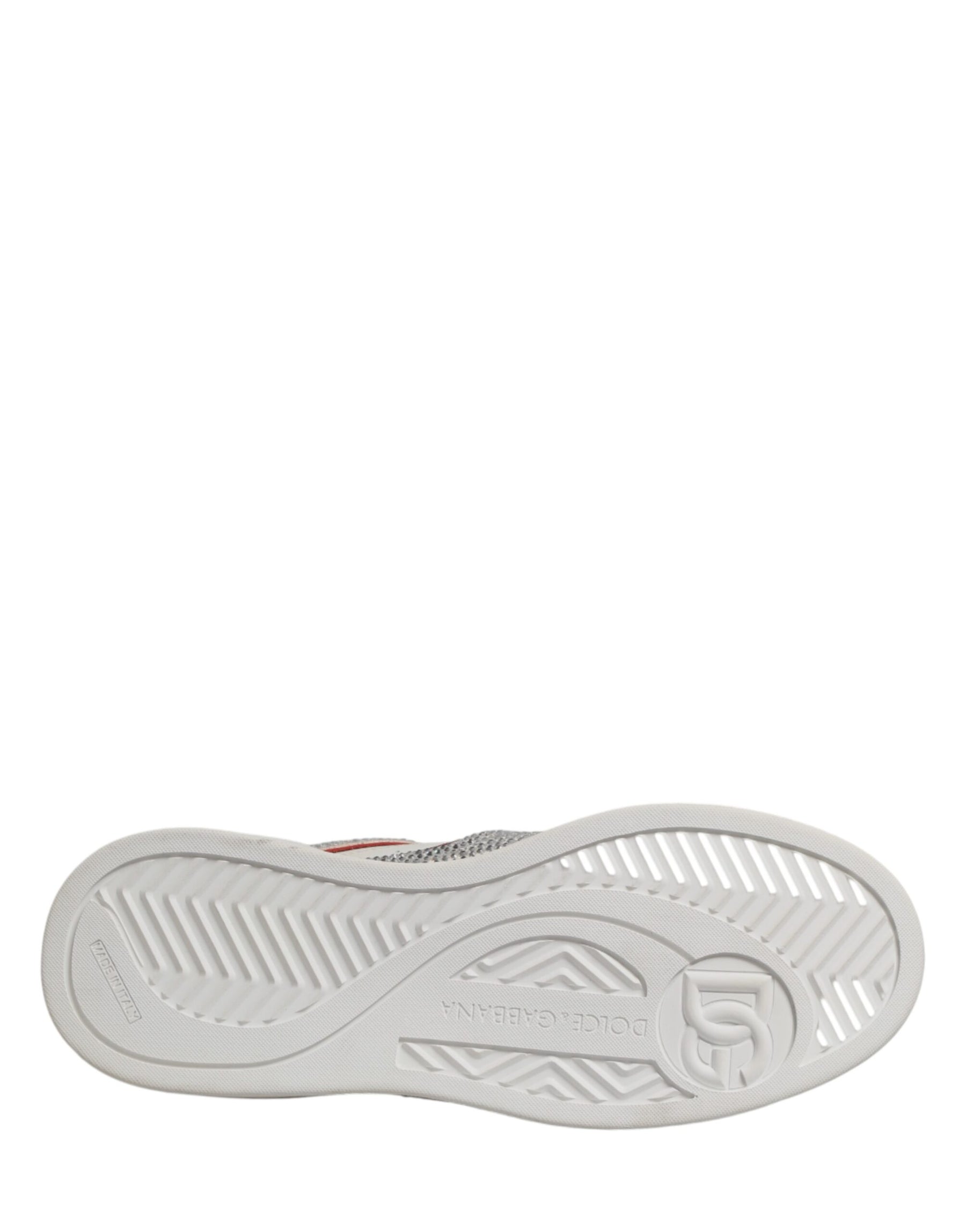 Dolce & Gabbana White Red Rhinestone Embellished Men Sneakers Shoes | Regal Royce