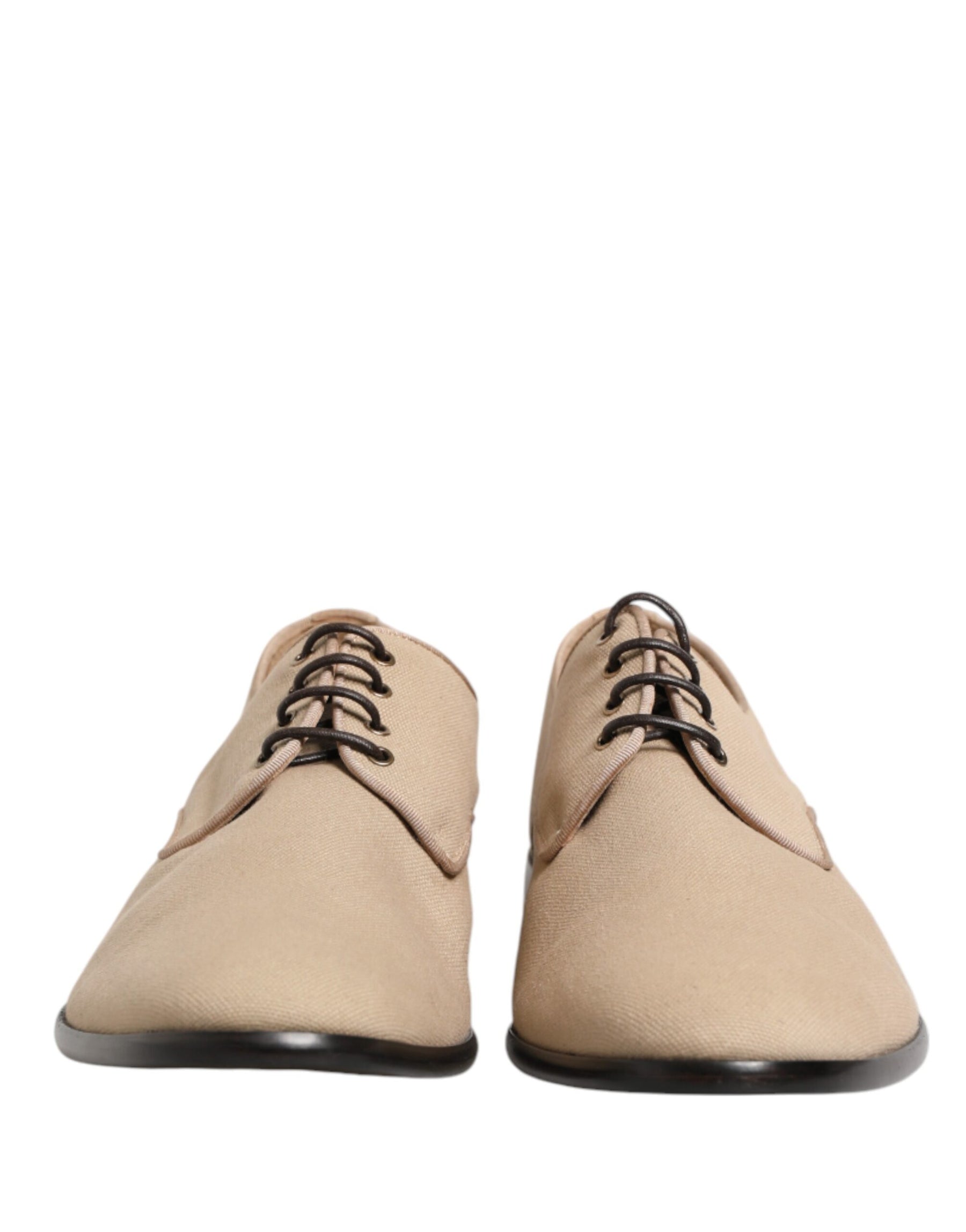 Dolce & Gabbana Beige Canvas Derby Lace Up Dress Men Shoes | Regal Royce