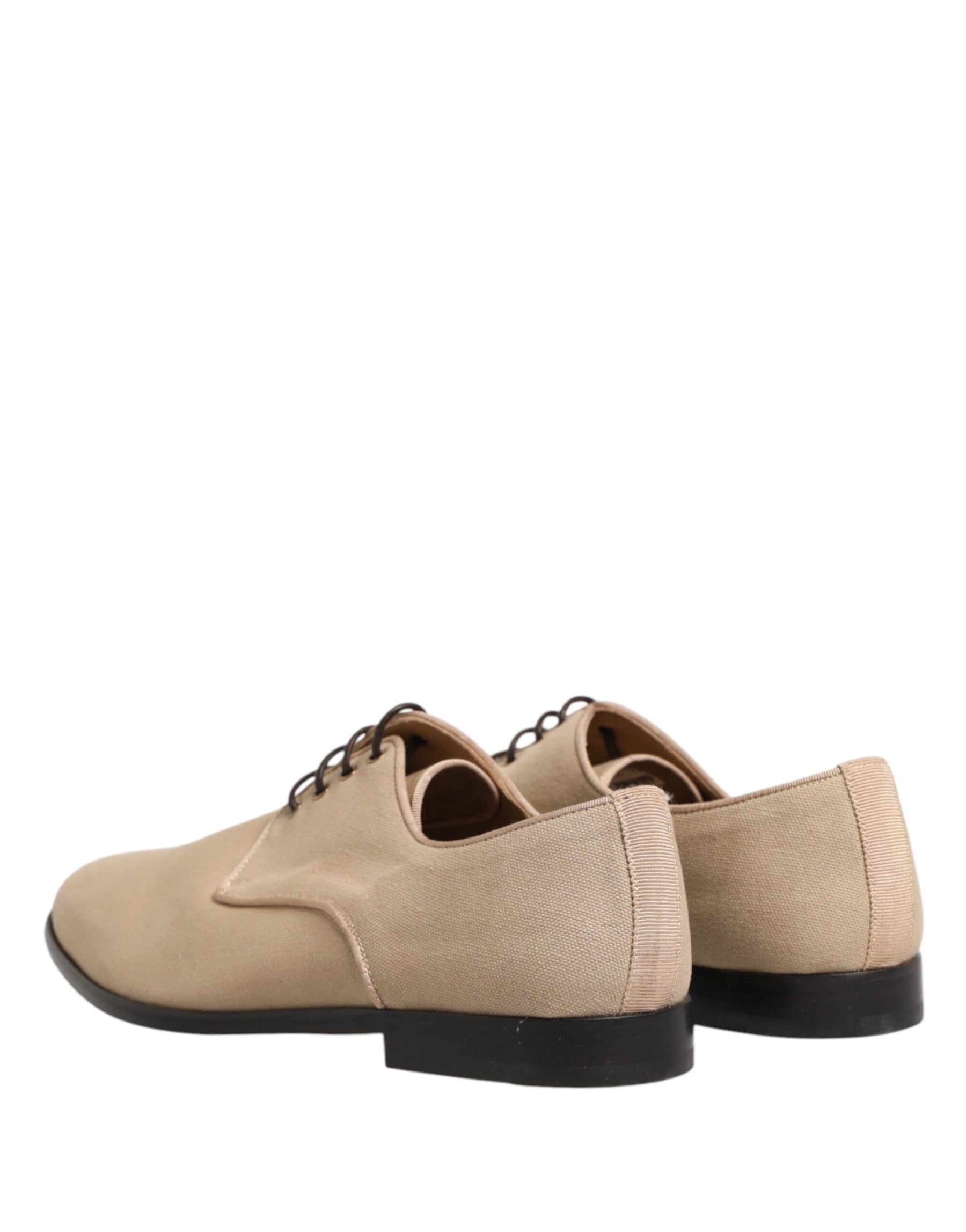 Dolce & Gabbana Beige Canvas Derby Lace Up Dress Men Shoes | Regal Royce