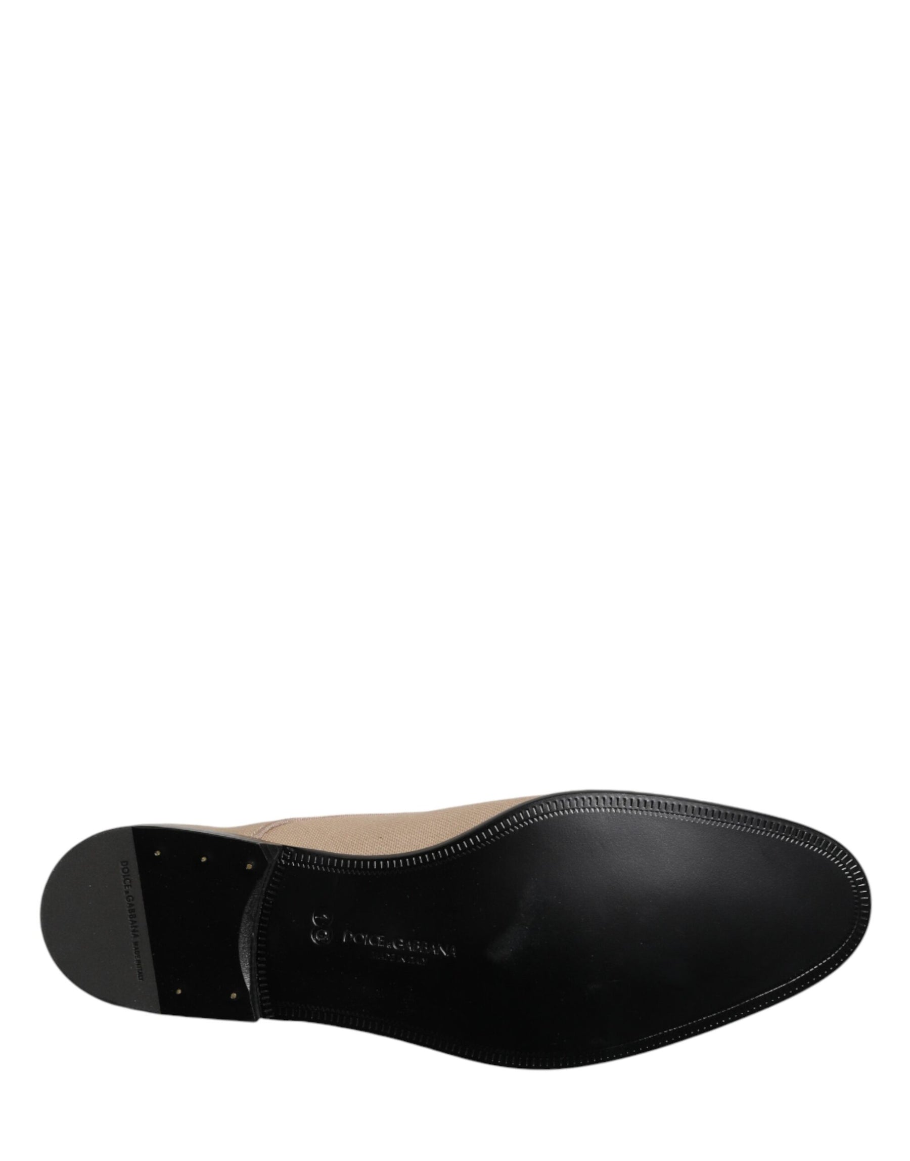 Dolce & Gabbana Beige Canvas Derby Lace Up Dress Men Shoes | Regal Royce