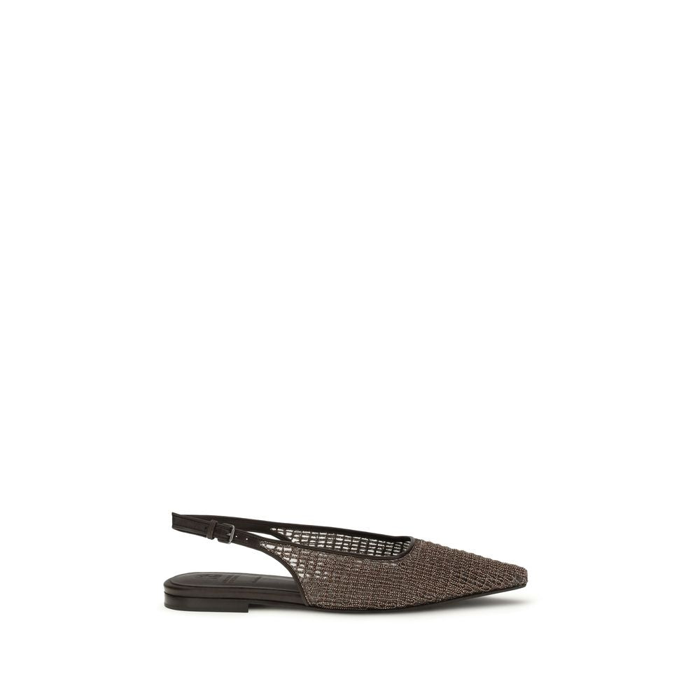 Brunello Cucinelli Brown Leather Ballet Flats | Regal Royce